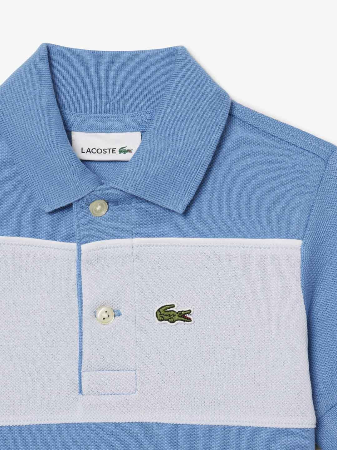 Lacoste t-shirt kids azzurro con banda celeste