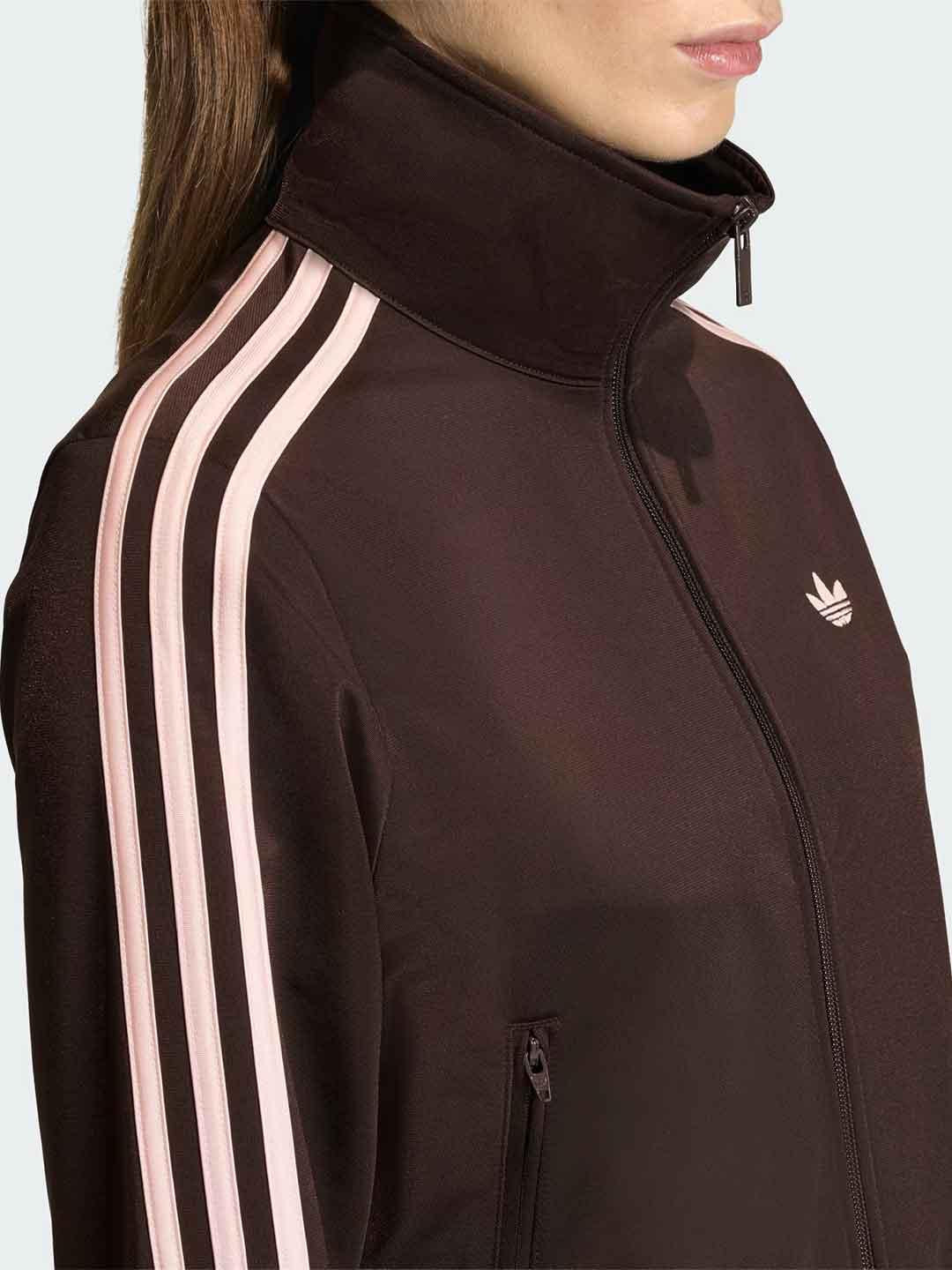 Adidas Firebird felpa marrone con bande rosa