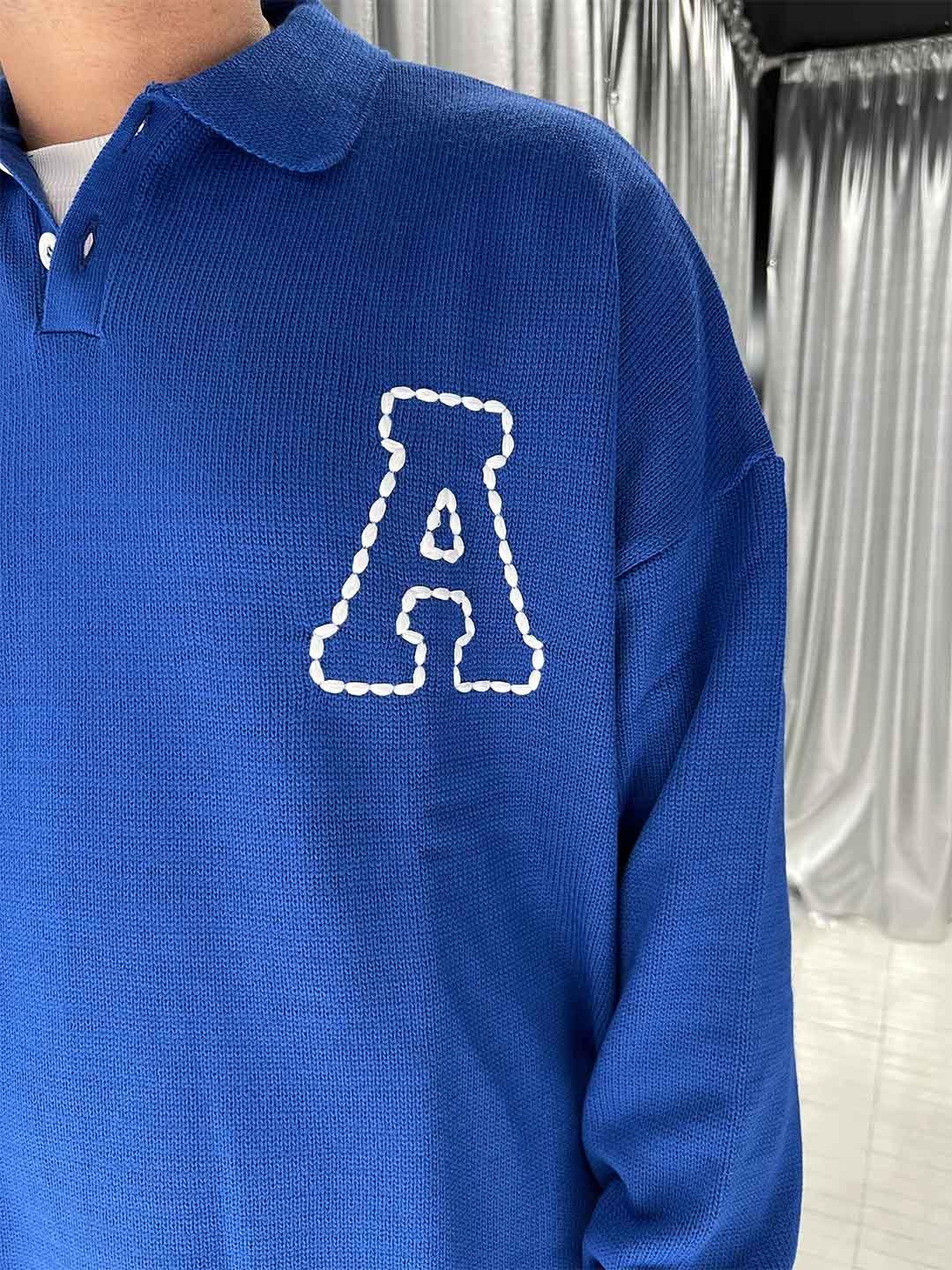 All or Nothing polo blu con ricamo