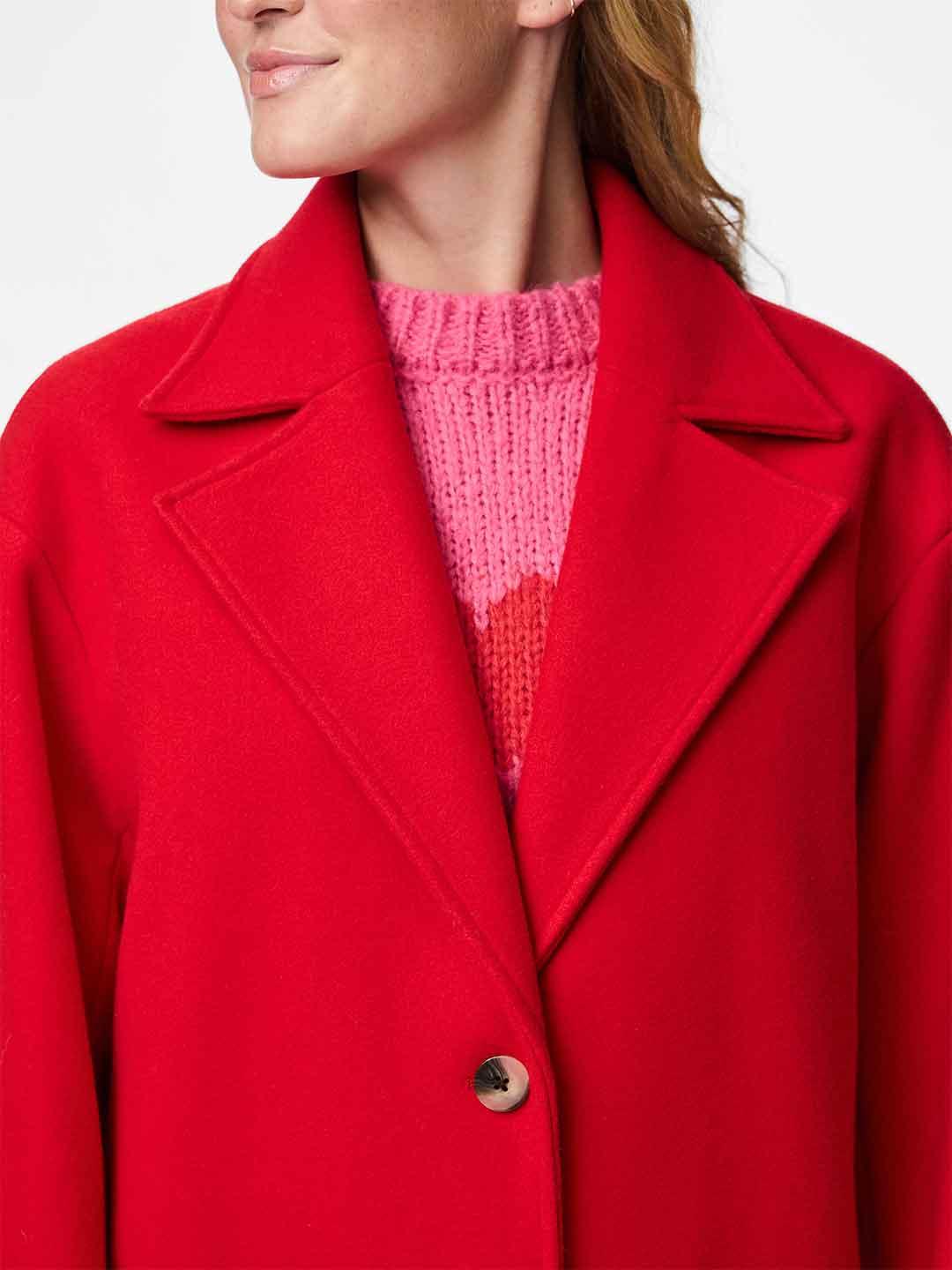 Pieces cappotto rosso lungo