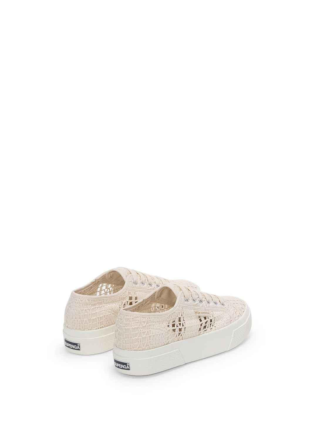 Superga sneakers panna in crochet platform