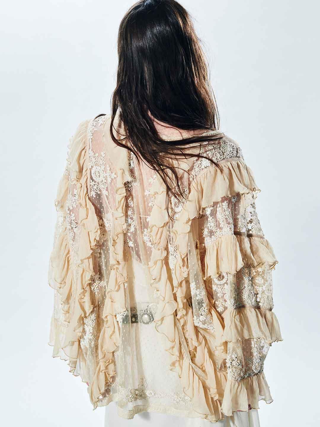 Aniye By Layla cardigan beige in pizzo