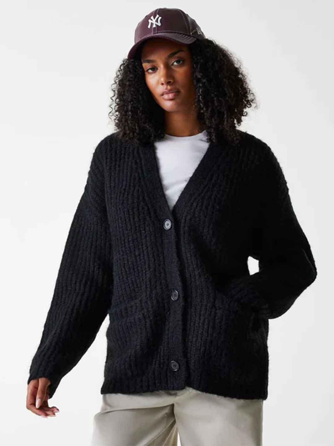 New Era cardigan nero NY con logo nero