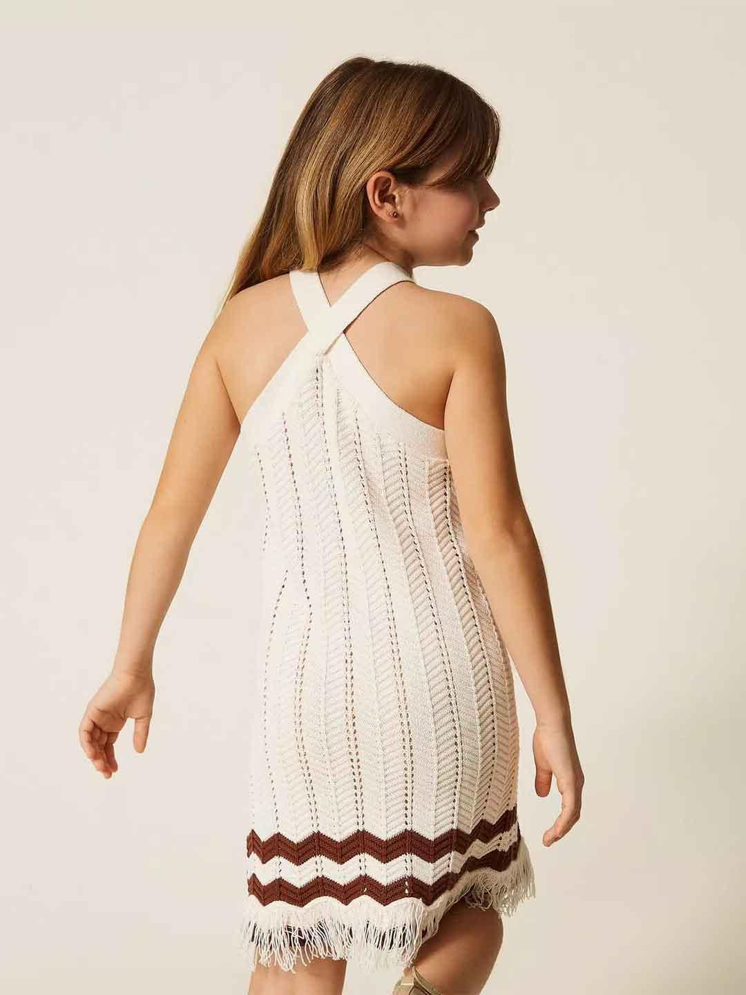Twinset abito kids panna in maglia