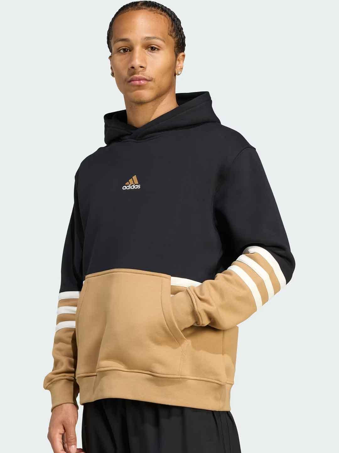 Adidas felpa nero con logo beige