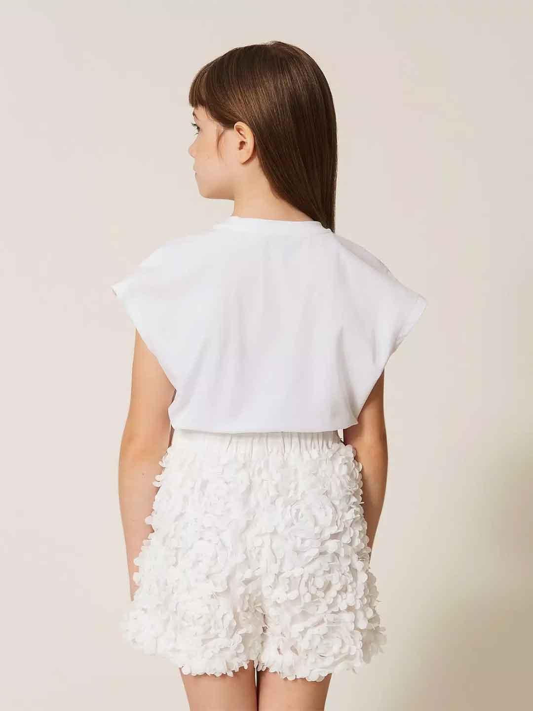 Twinset t-shirt kids bianco taschino con rose