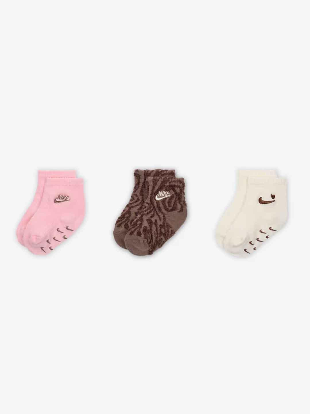 Nike calzini kids marrone e rosa set da 3 paia