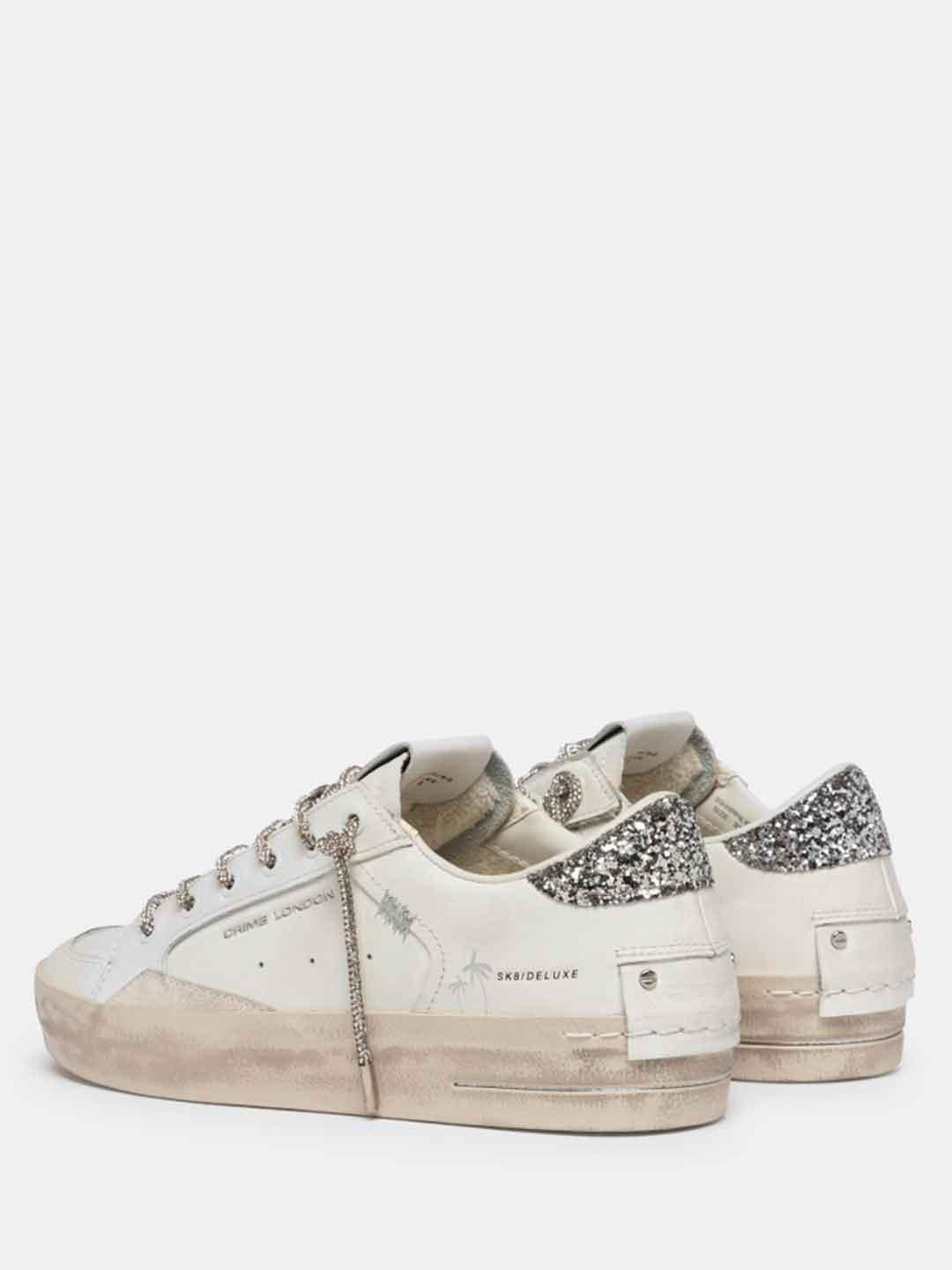 Crime Sk8 Deluxe sneakers bianco  con lacci in strass