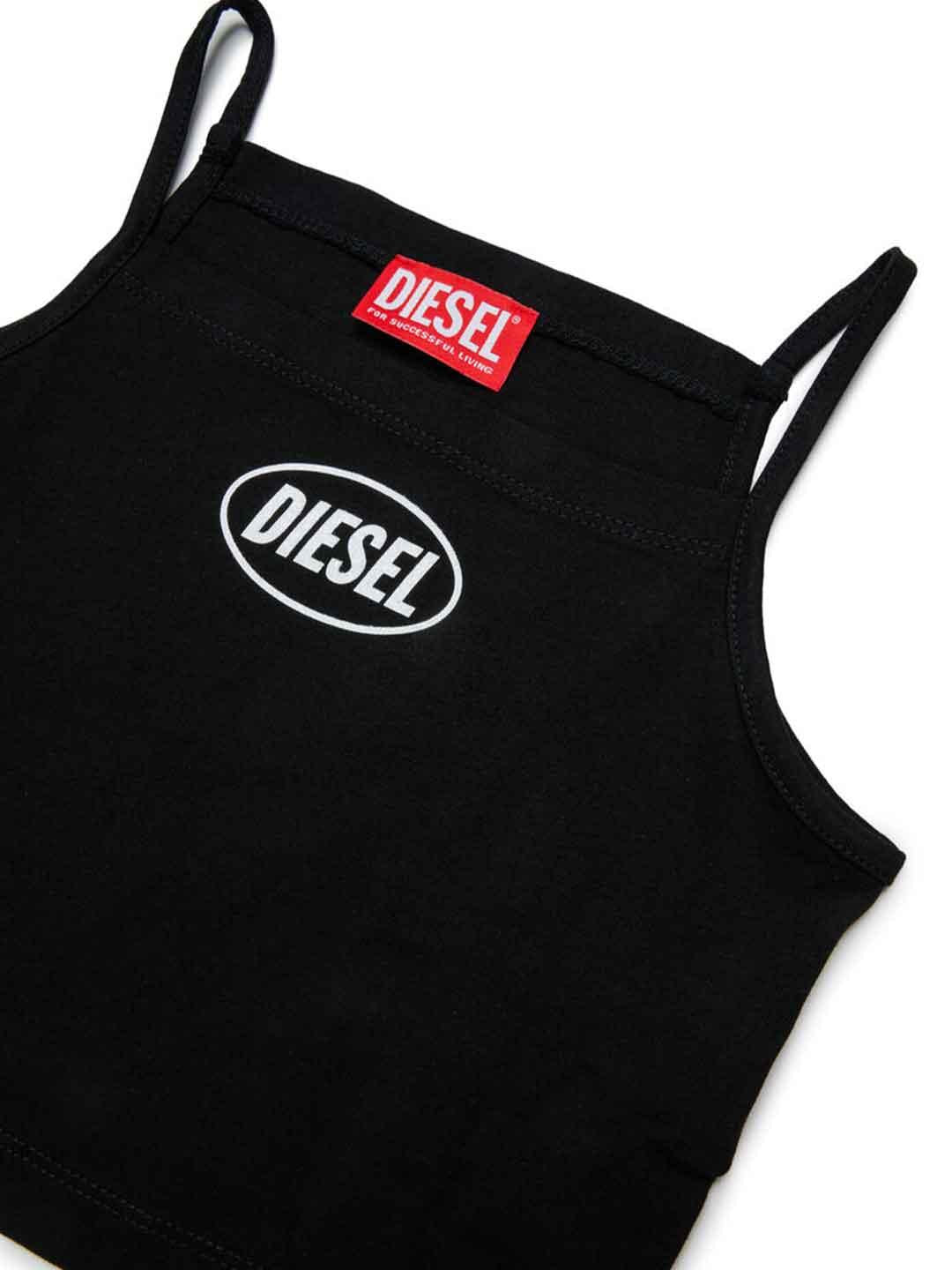 Diesel Tedim top nero con logo bianco