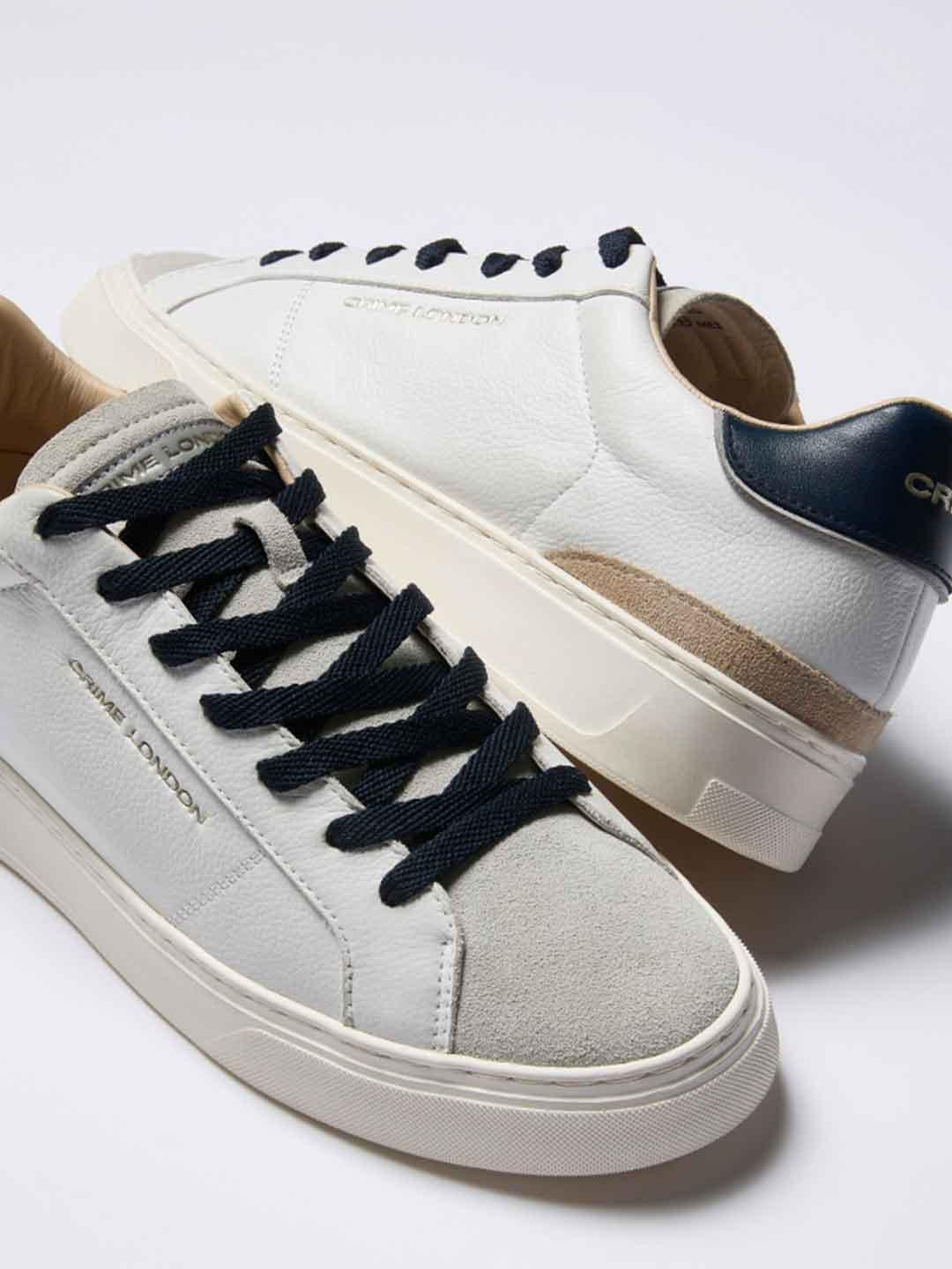 Crime Blade sneakers bianco con tab blu