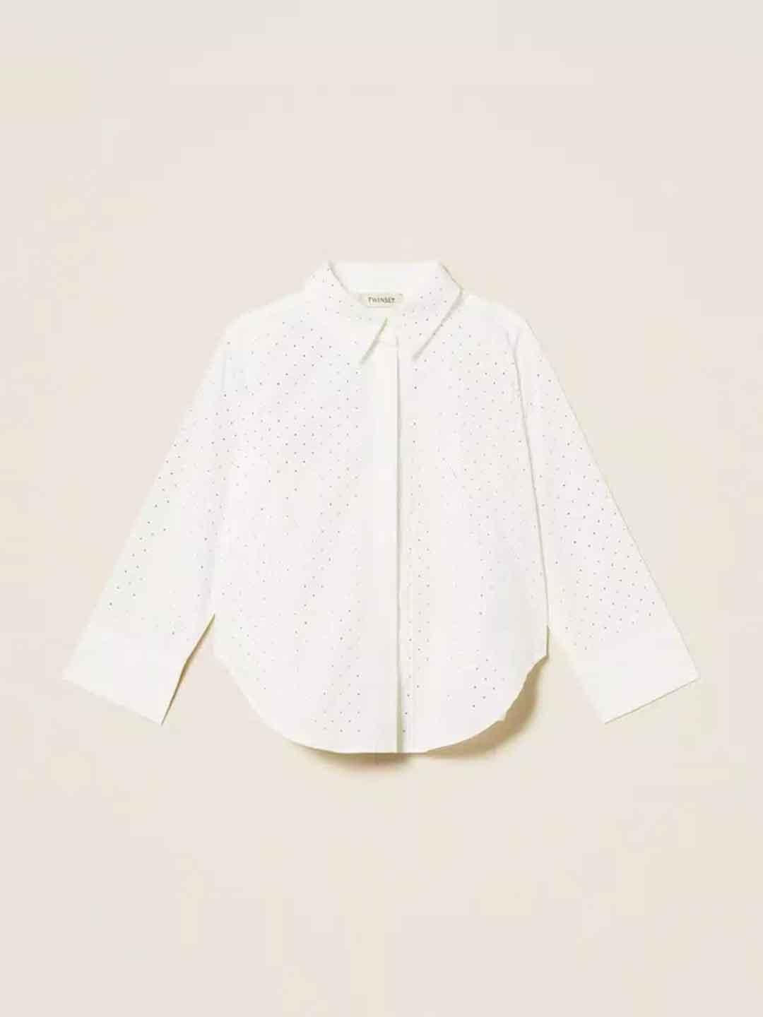 Twinset camicia kids bianco con strass