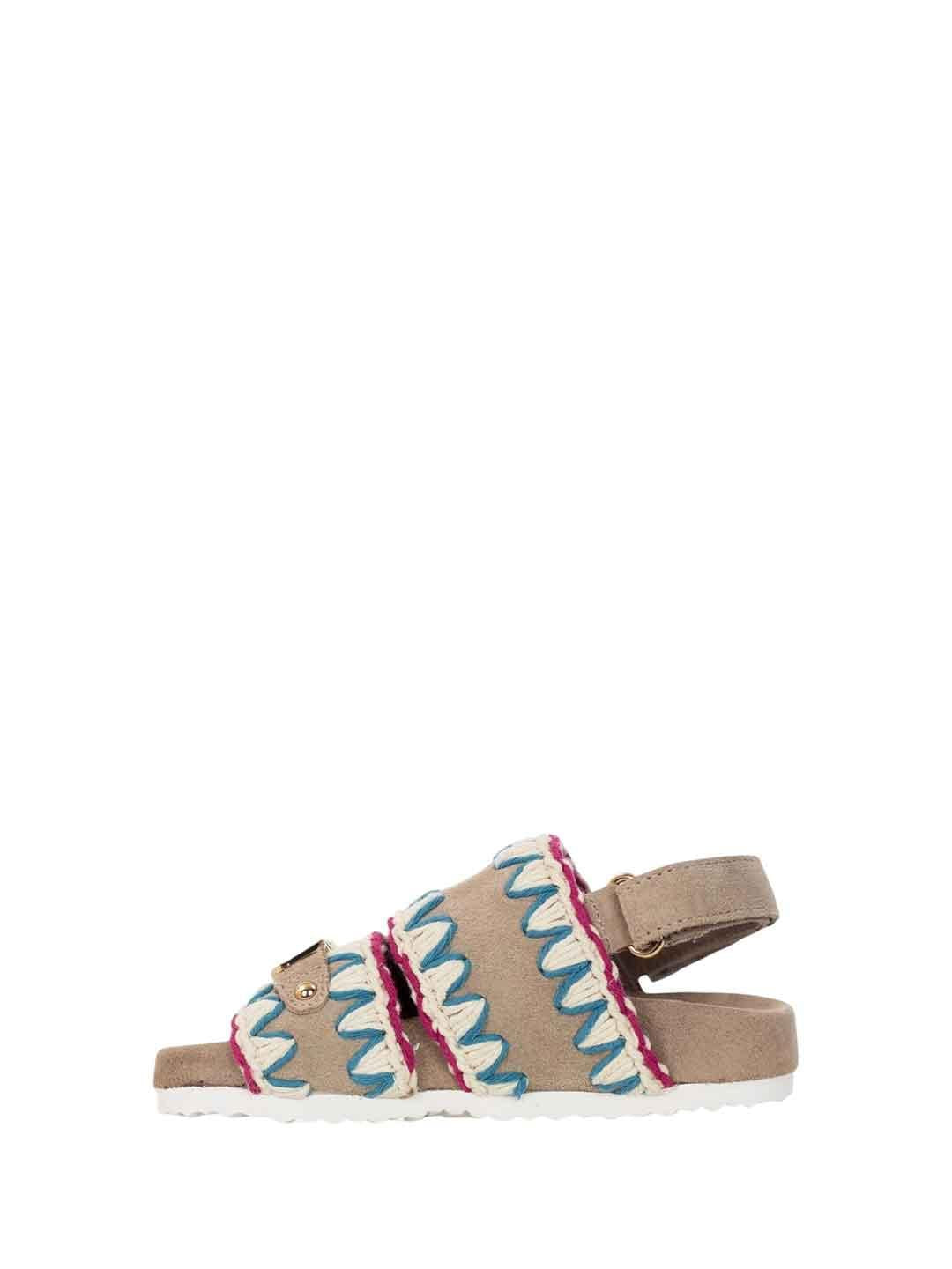 Mou sandali kids beige con logo in metallo