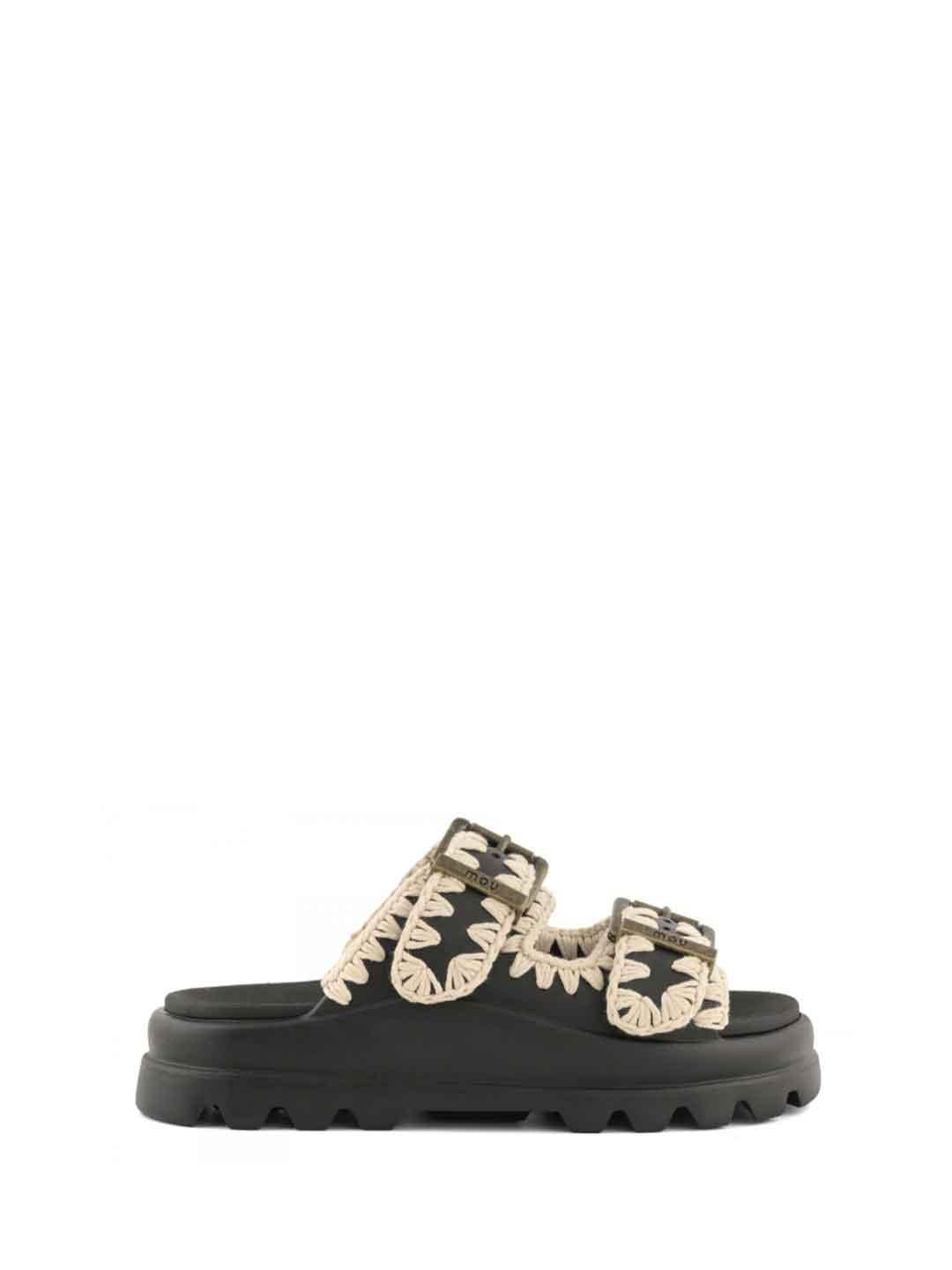 Mou Eva Slide Two Buckles sandali nero