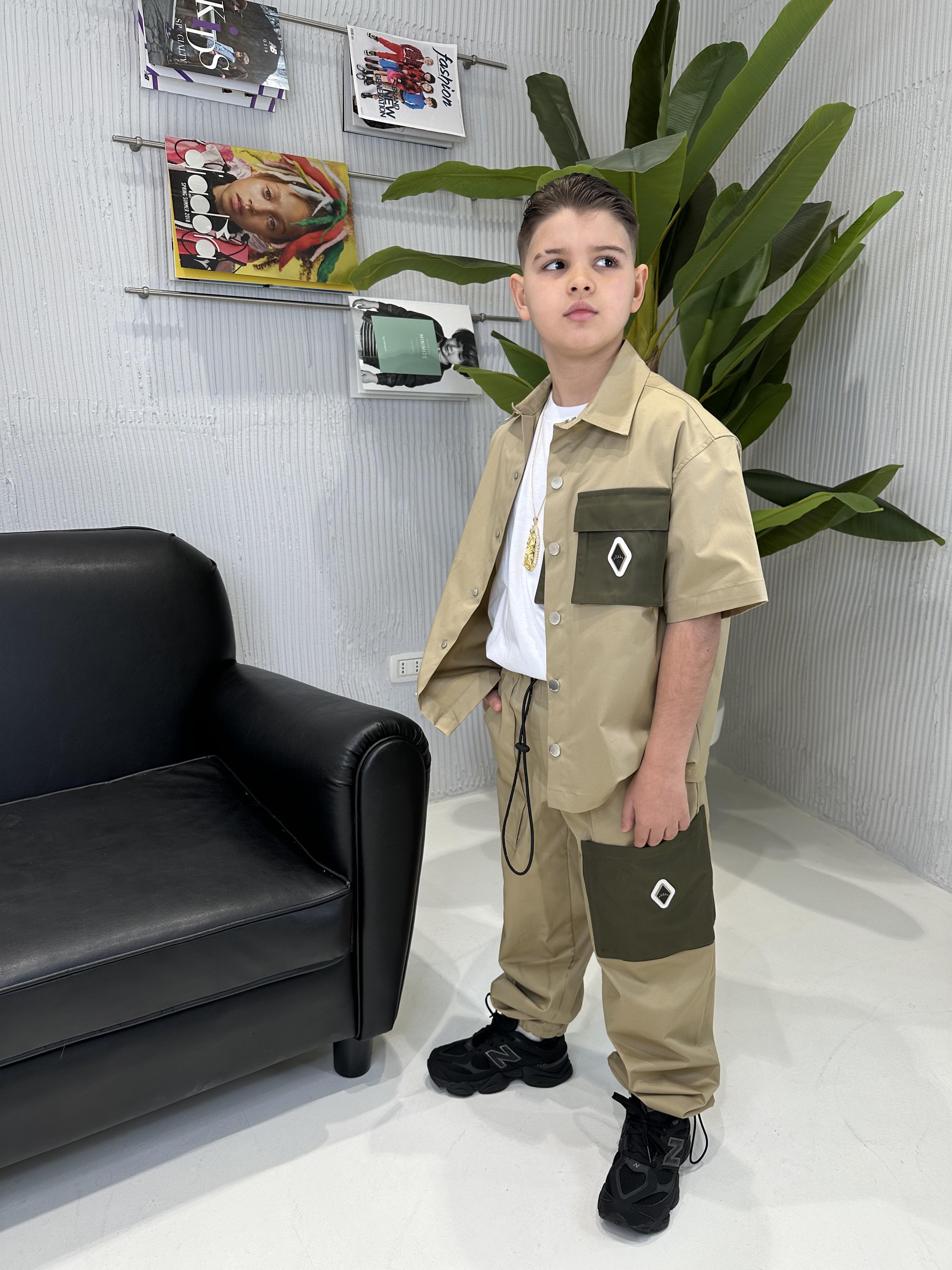 Yes London pantalone kids beige con tasca