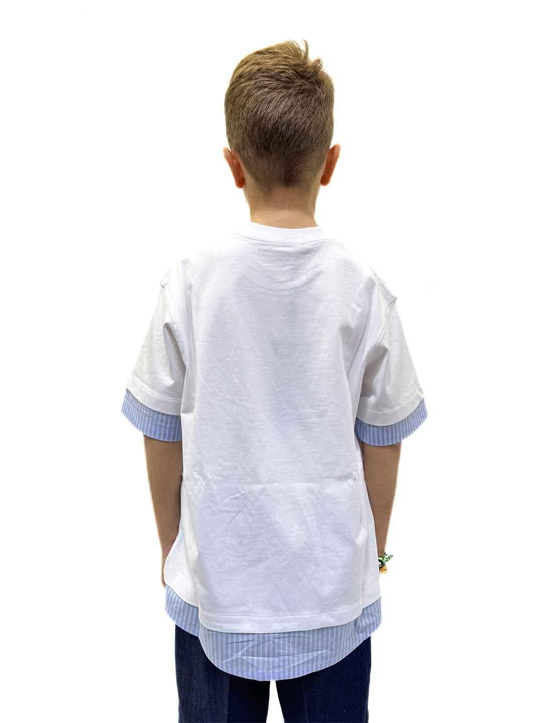 Im Brian t-shirt kids bianco con orli a camicia
