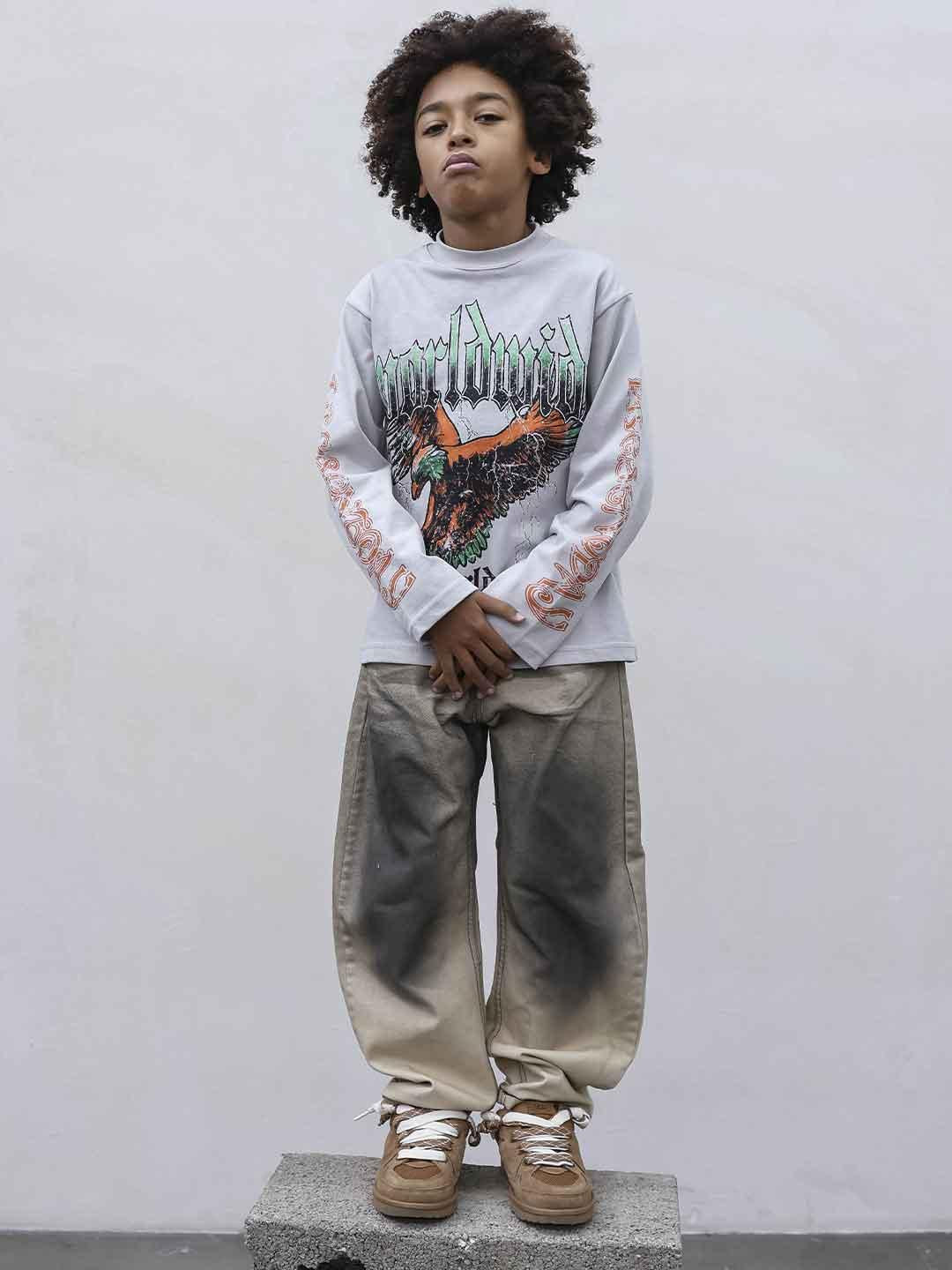 Present Day t-shirt kids bianco con grafica aquila
