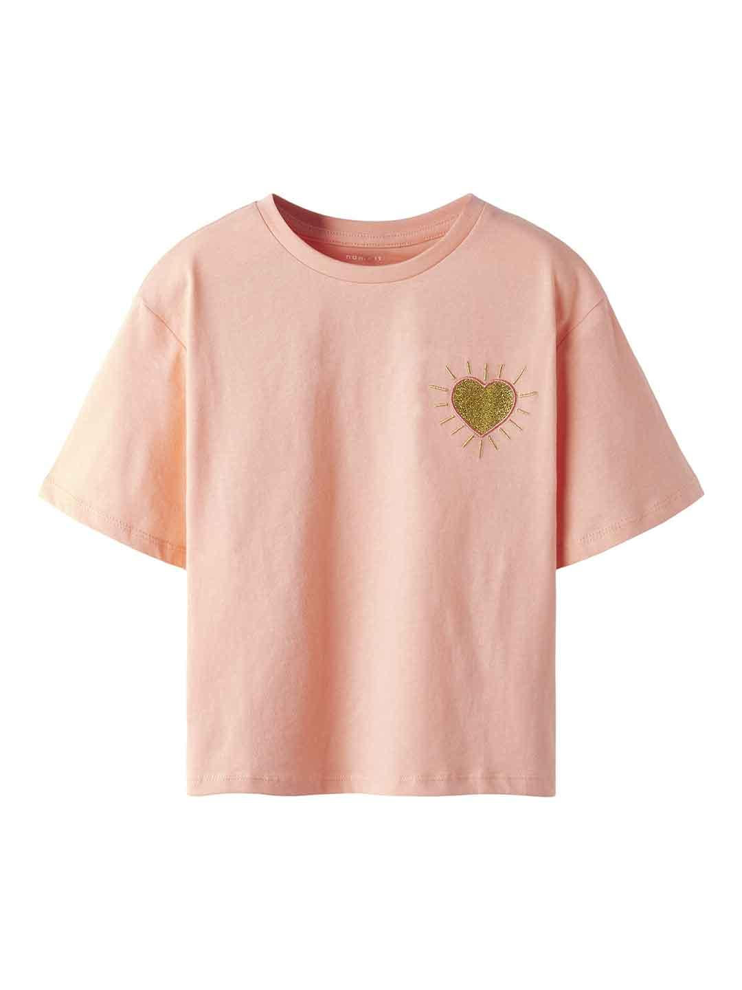 Name It t-shirt kids arancio con cuoricino