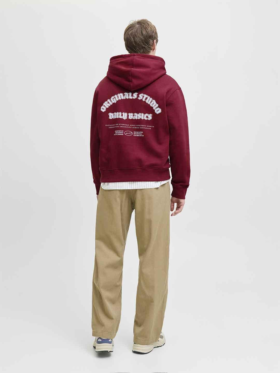Jack & Jones felpa bordeaux con cappuccio