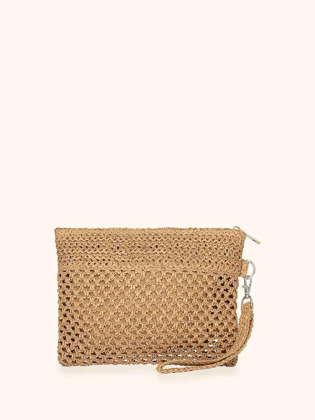 Me Fui pochette beige in rafia