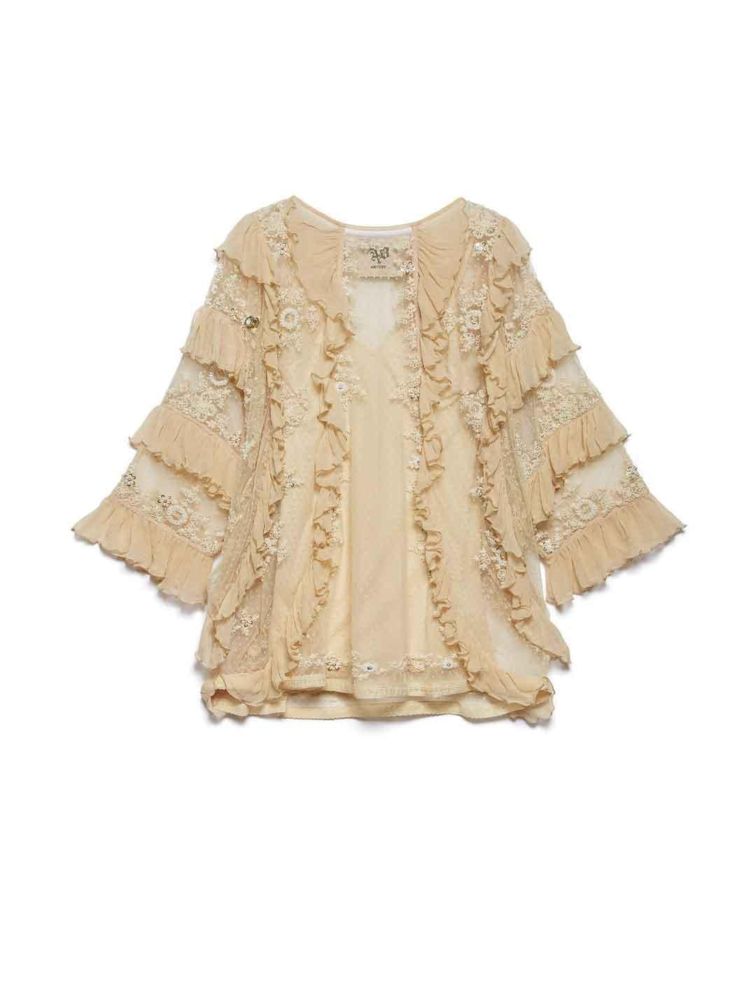 Aniye By Layla camicia beige in pizzo