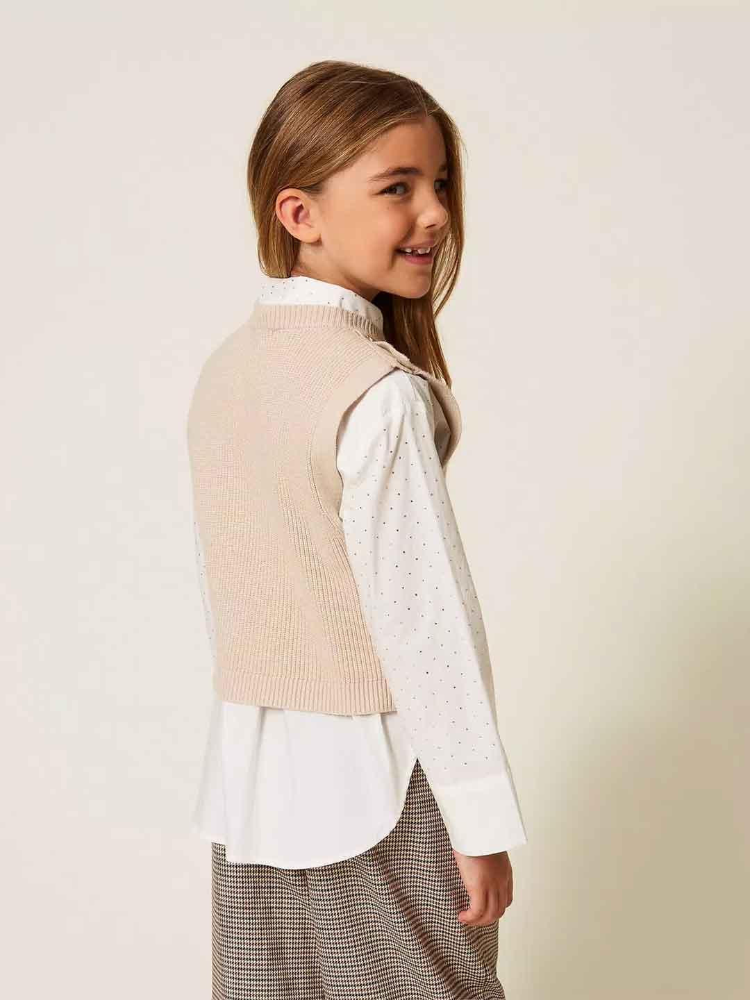 Twinset gilet kids beige in lana