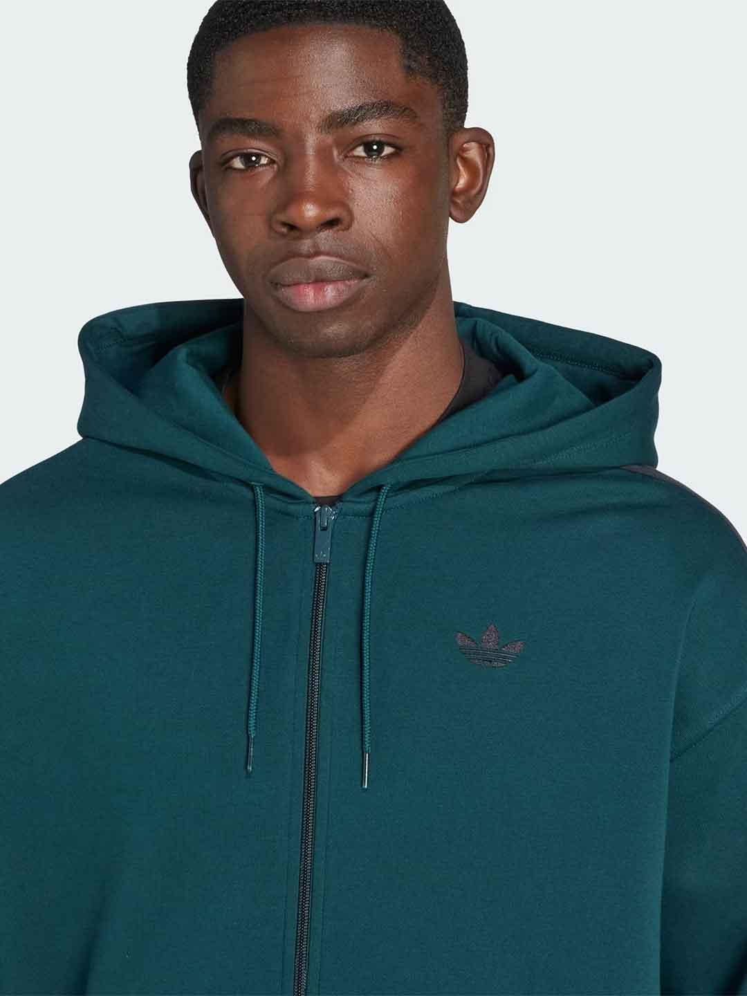 Adidas felpa verde con zip e cappuccio