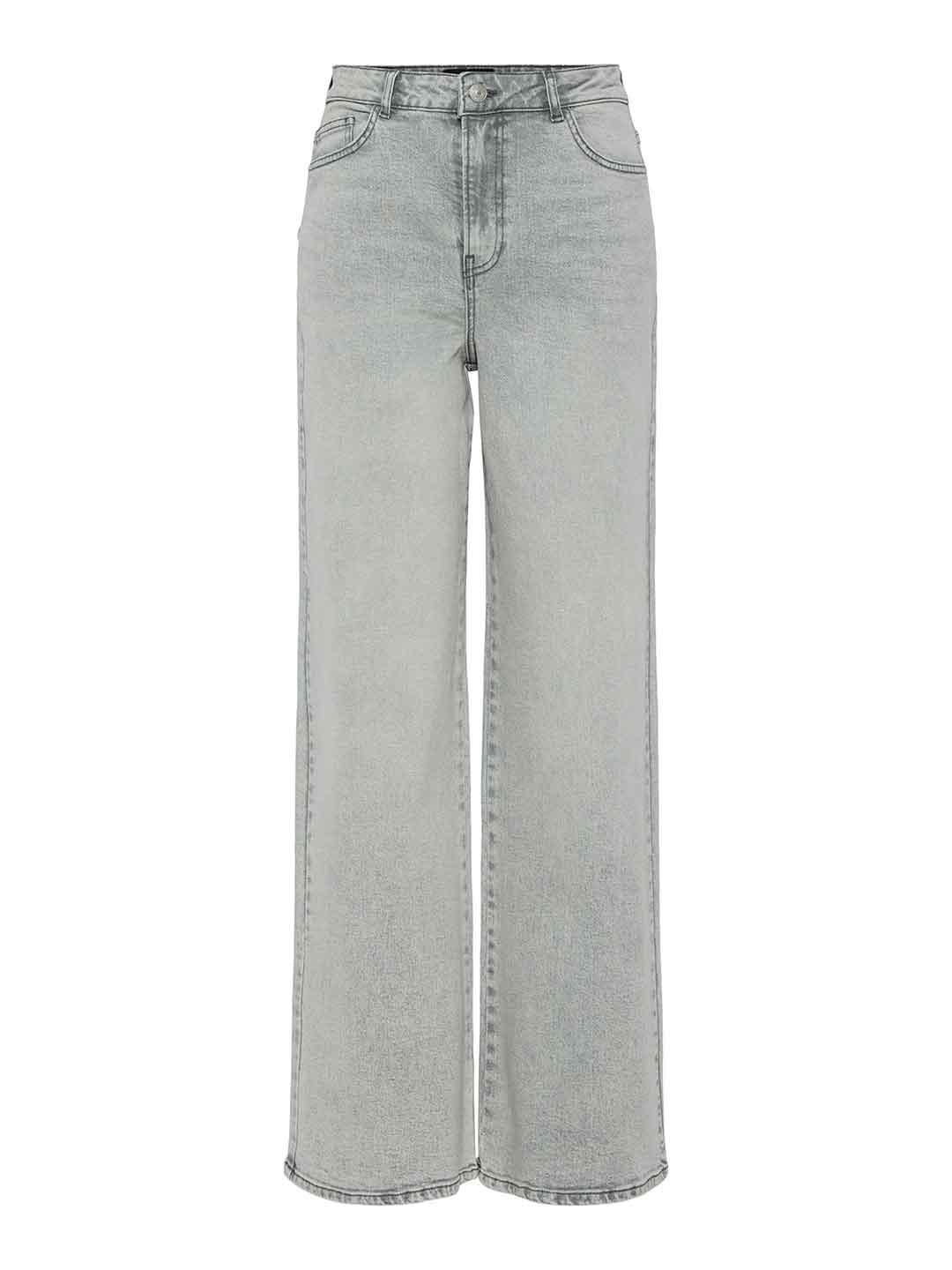Pieces Selva jeans grigio a palazzo