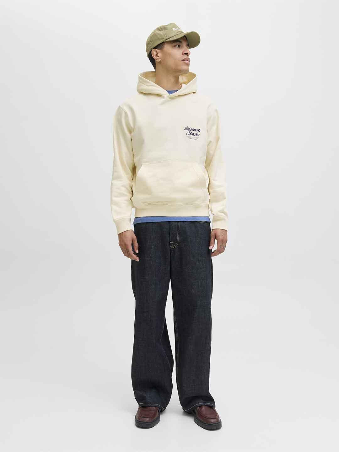 Jack & Jones felpa panna con cappuccio