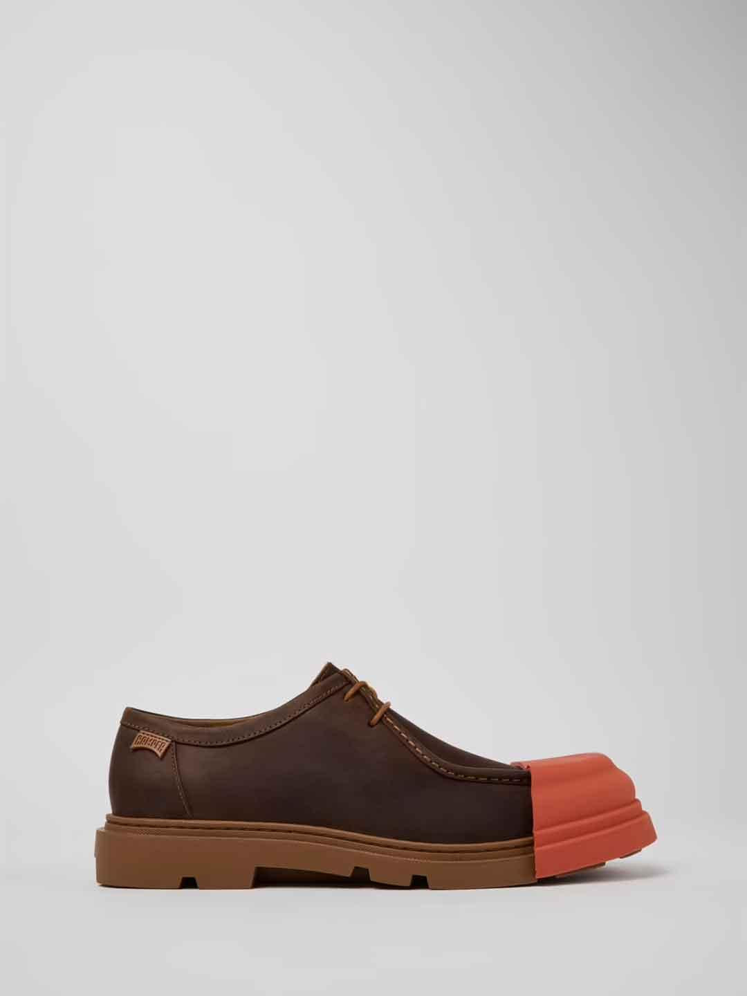Camper Junction sneakers marrone con punta arancio