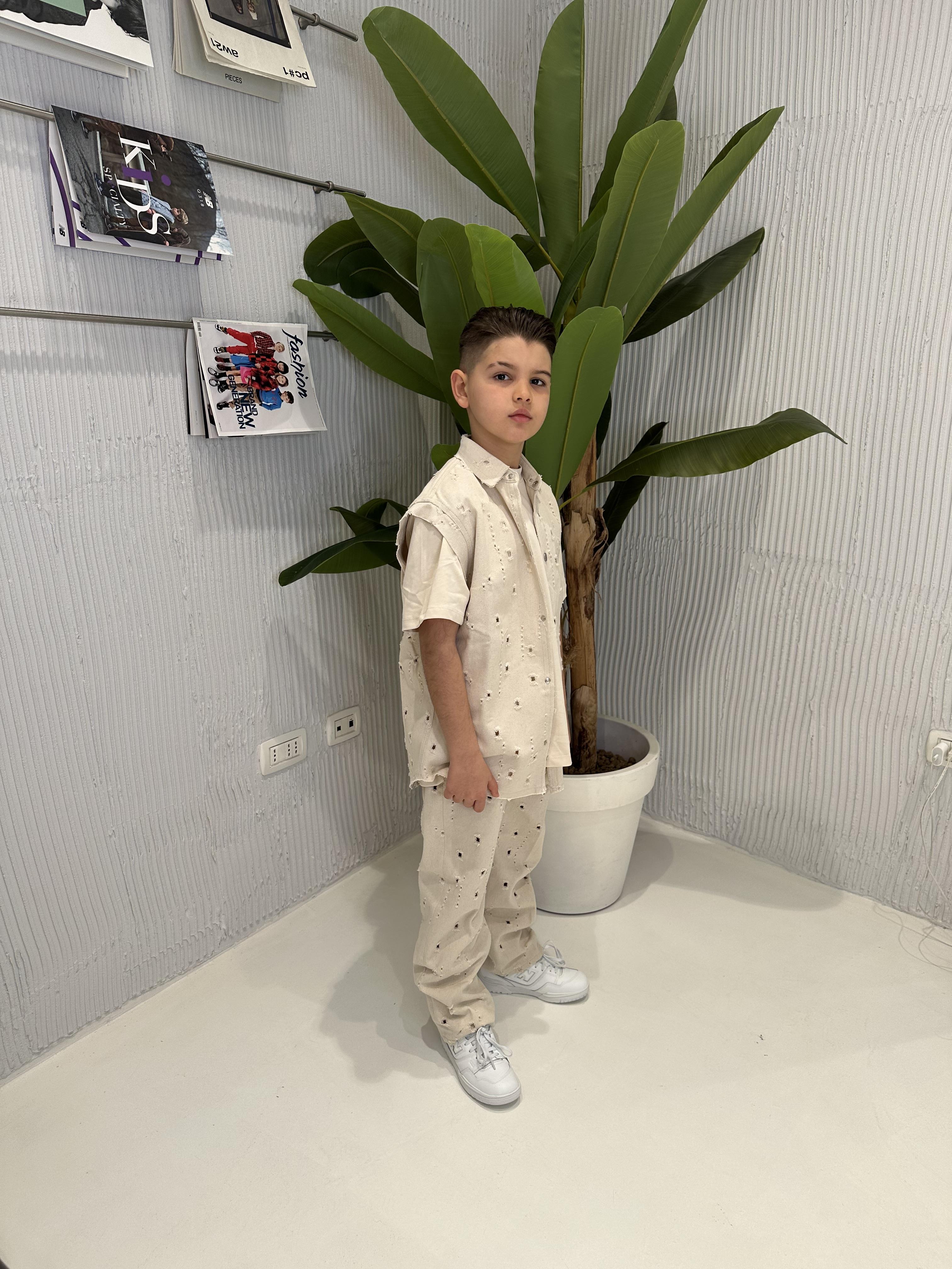 I'm Brian camicia kids smanicato traforato