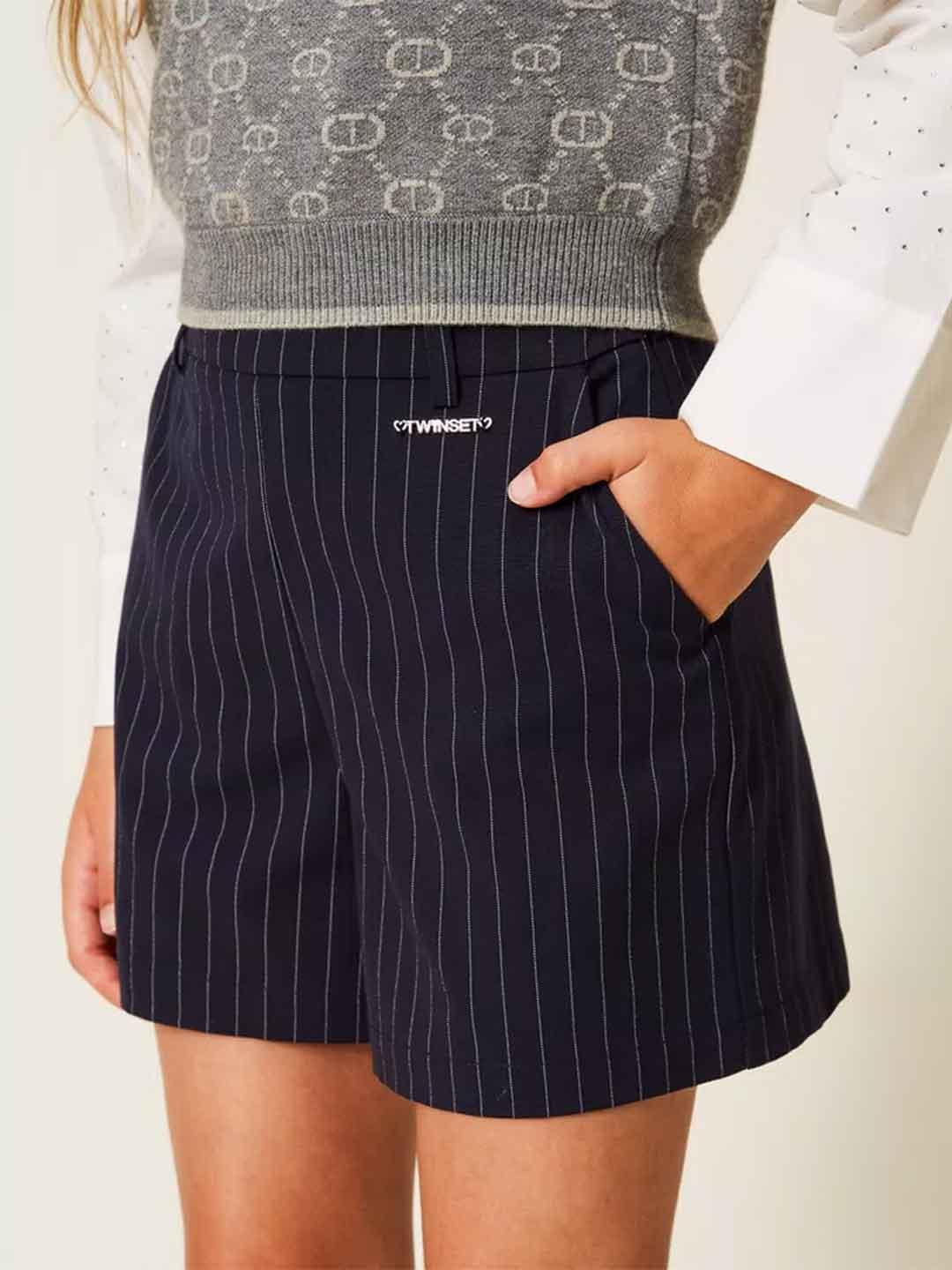 Twinset shorts kids blu gessato