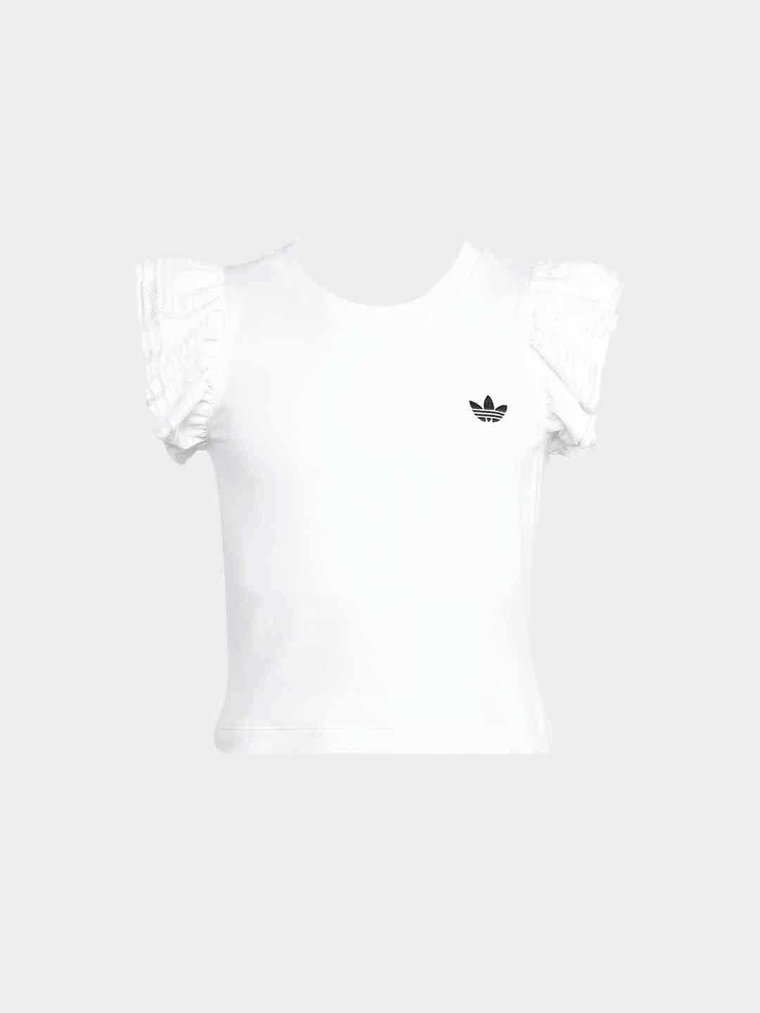 Adidas t-shirt kids bianco con volant in pizzo