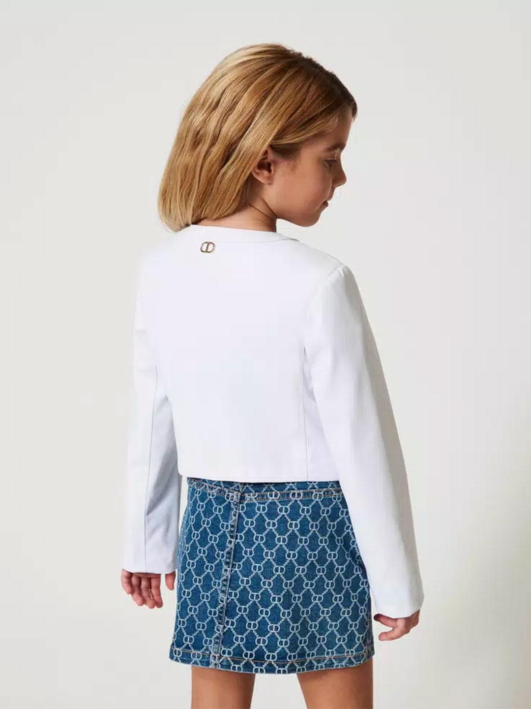 Twinset t-giubbino kids bianco effetto pelle