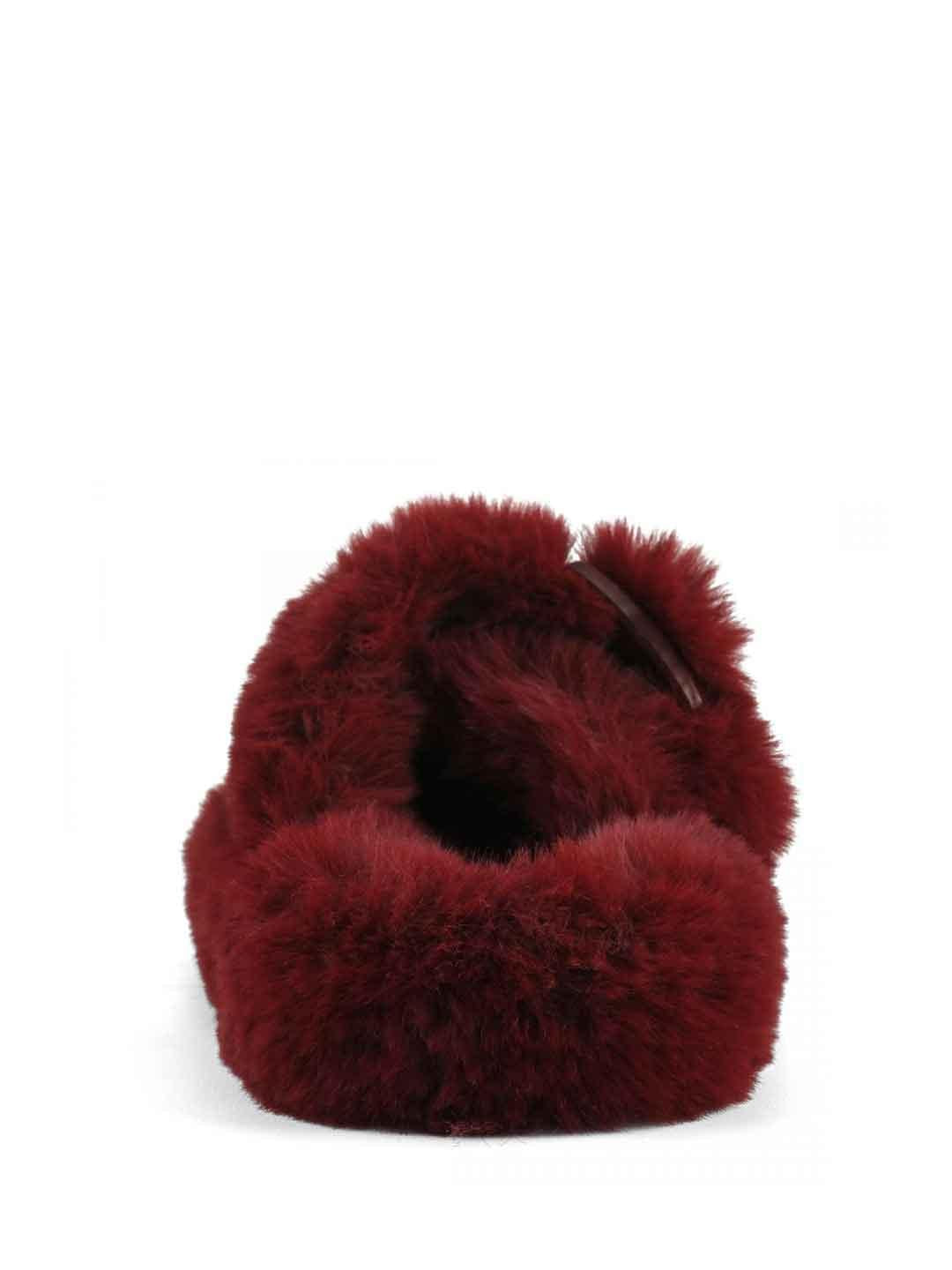 Colors Of California sandali bordeaux con pelliccia