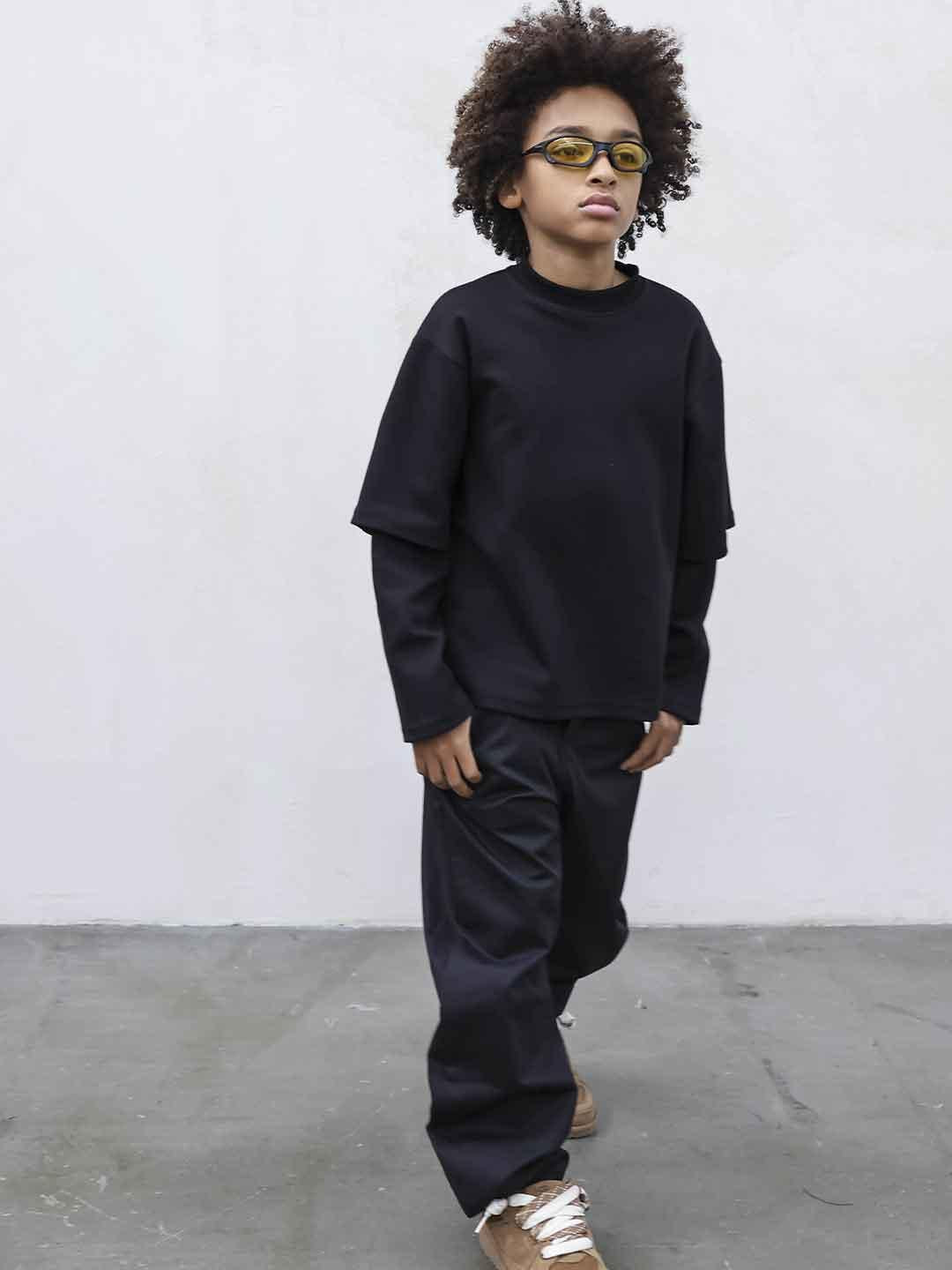 Present Day t-shirt kids nero manica lunga