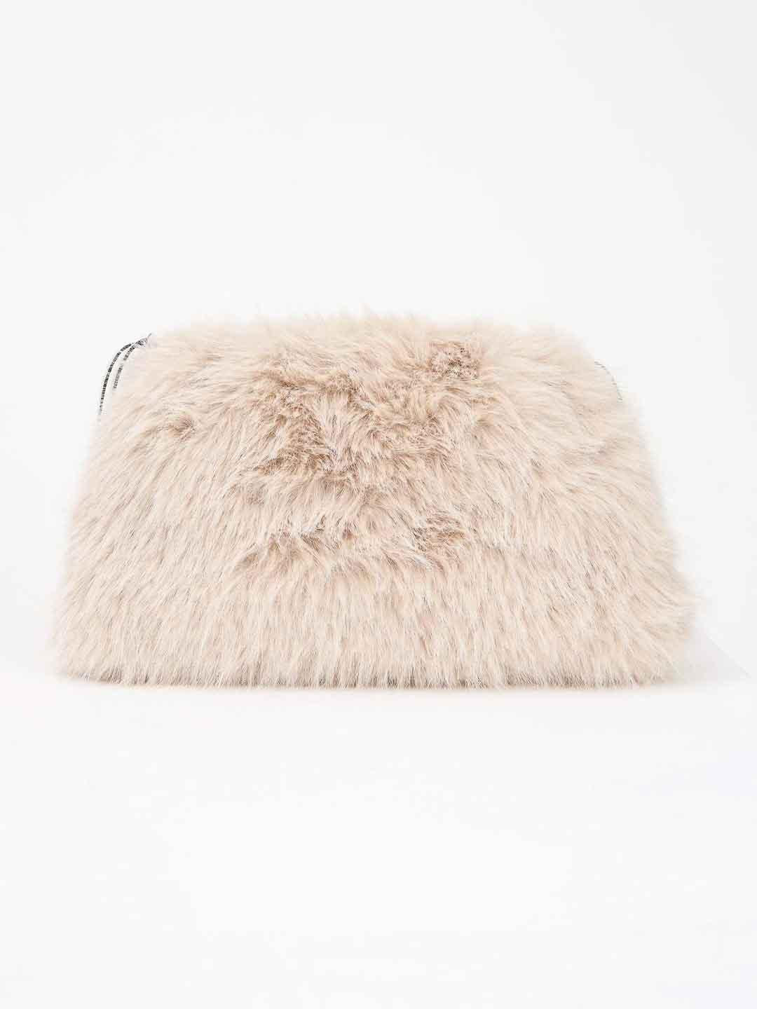 Pinko Maxi Clutch borsa panna con pelliccia