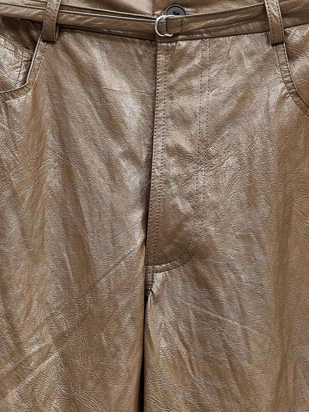 Eleh pantalone marrone in pelle