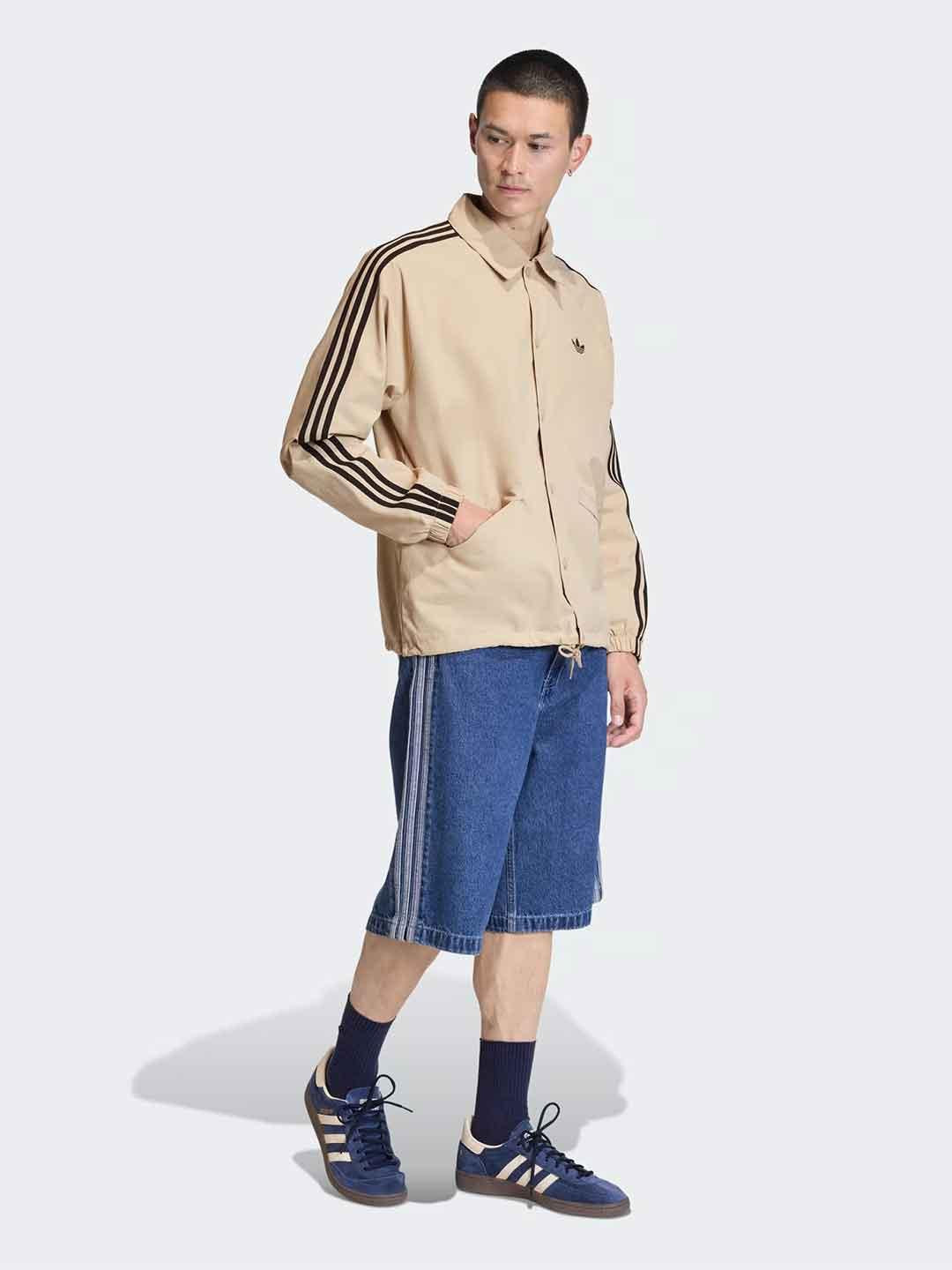 Adidas giubbino beige con bande nere