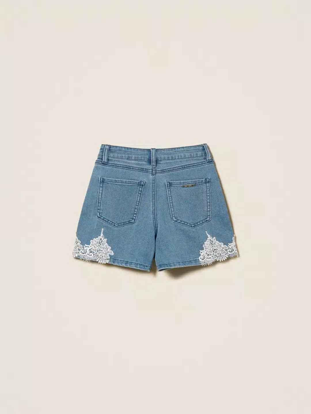 Twinset shorts kids in jeans con pizzo