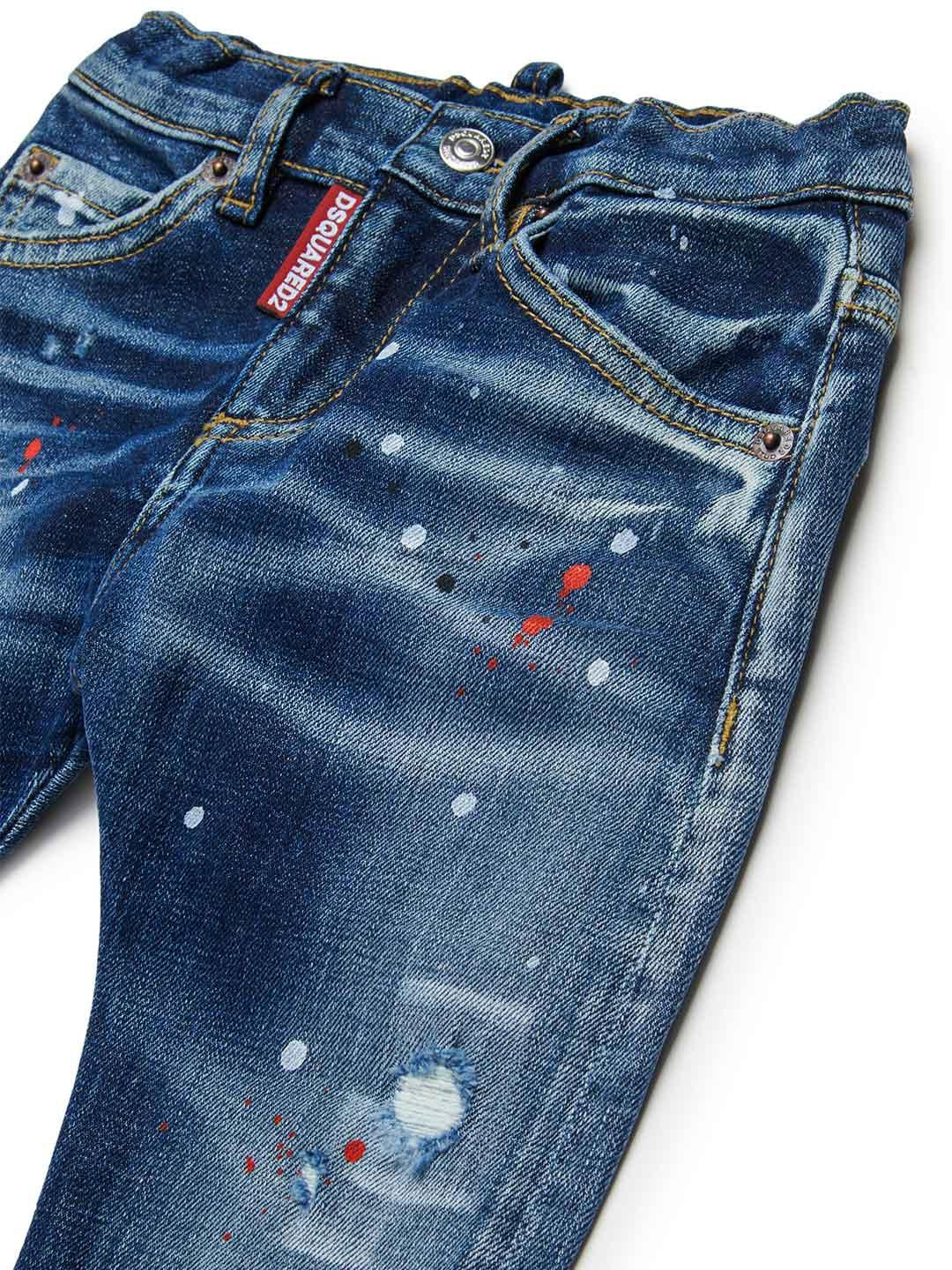 Dsquared 2 jeans kids blu effetto pittura