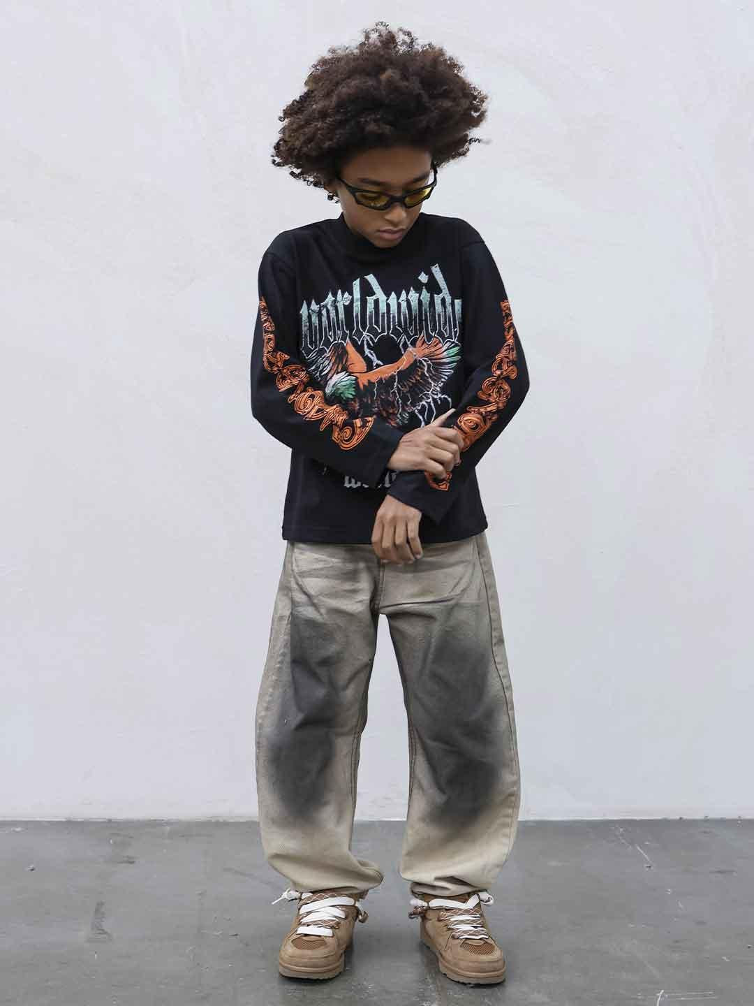 Present Day t-shirt kids nero con grafica aquila