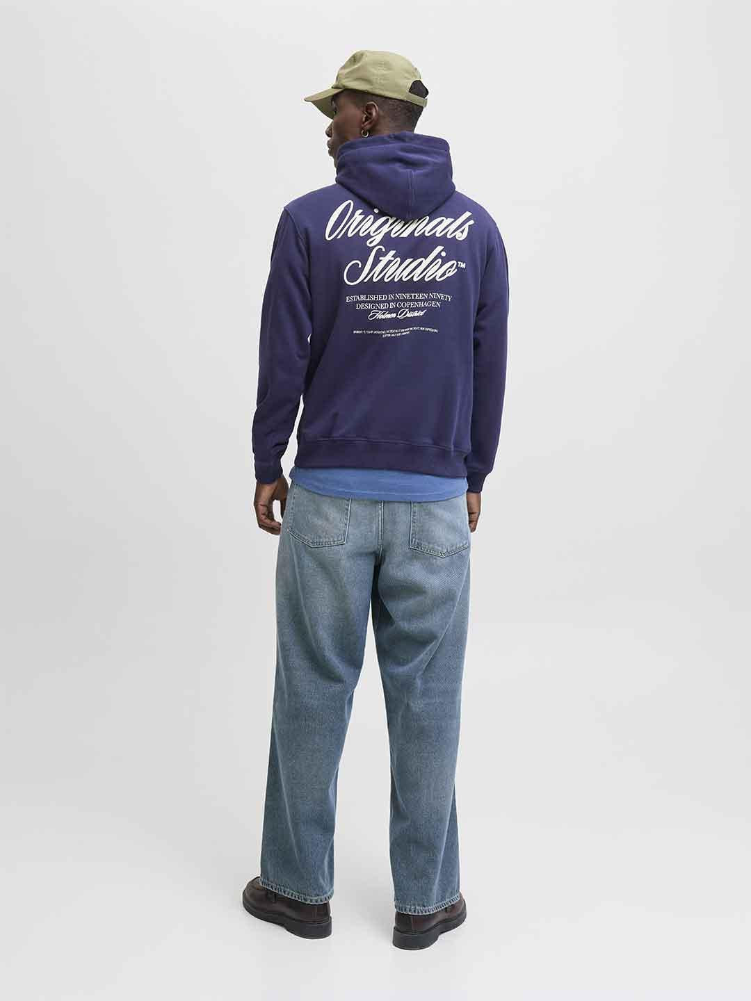 Jack & Jones felpa blu con cappuccio