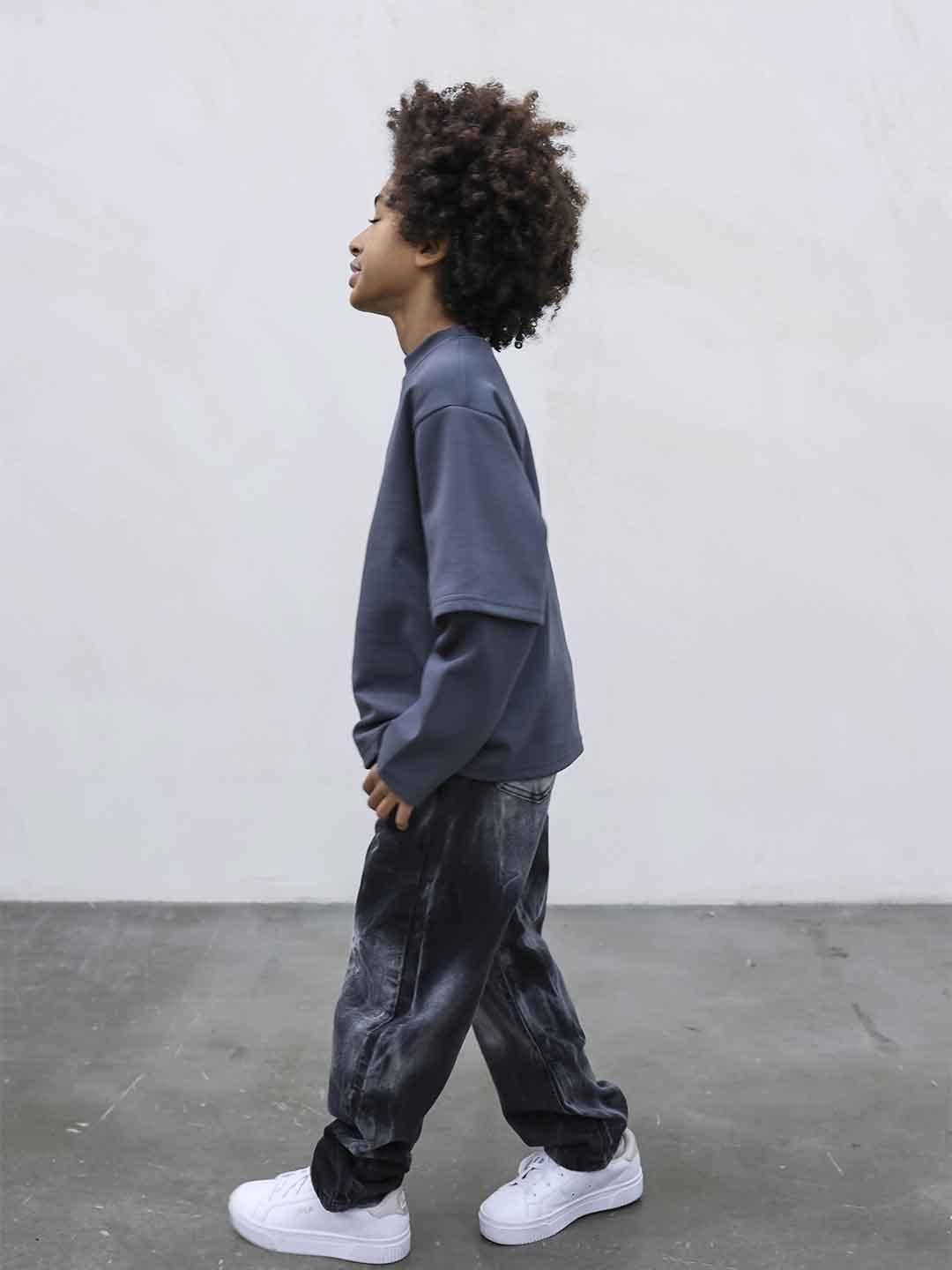 Present Day t-shirt kids grigio manica lunga