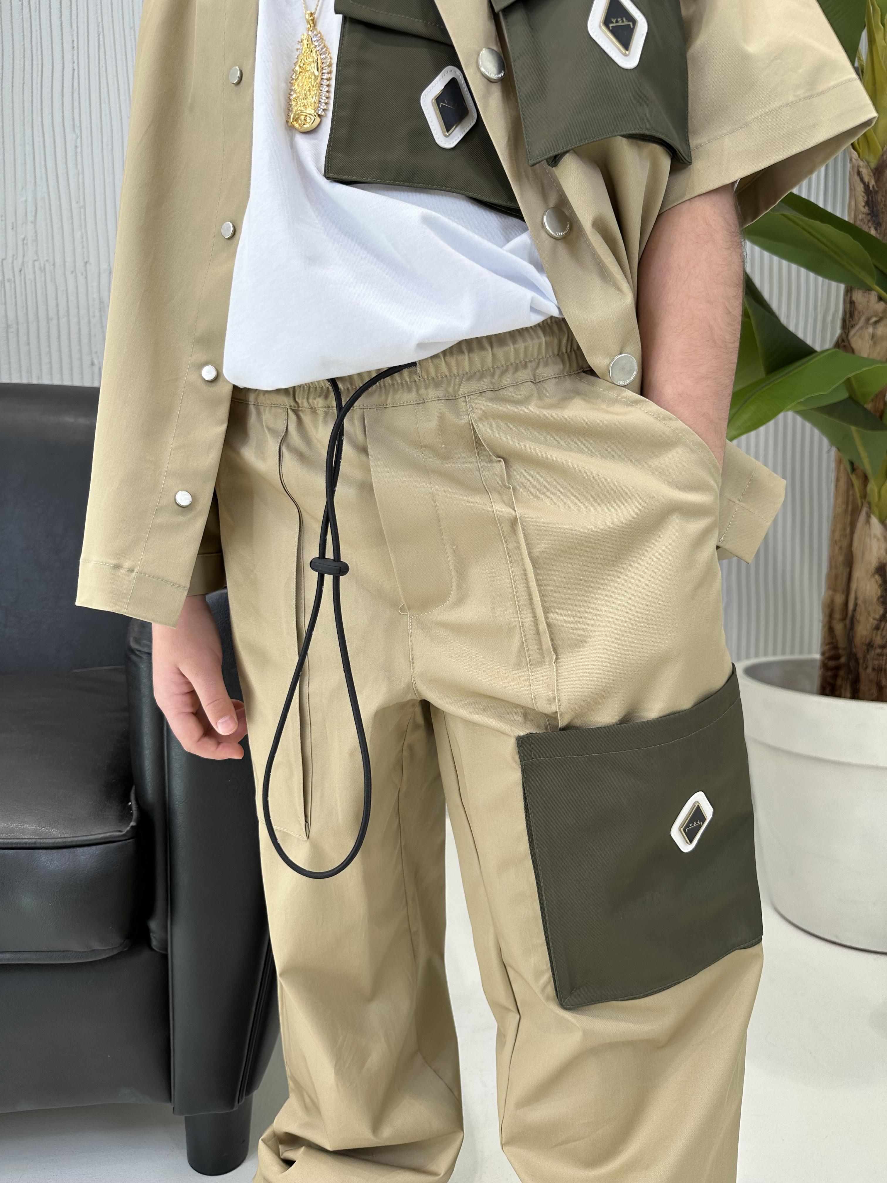 Yes London pantalone kids beige con tasca