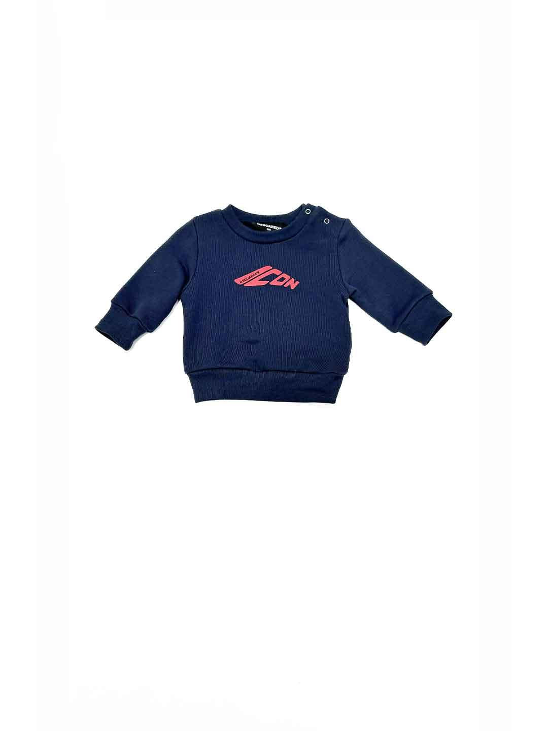 Dsquared 2 felpa kids blu con logo rosso