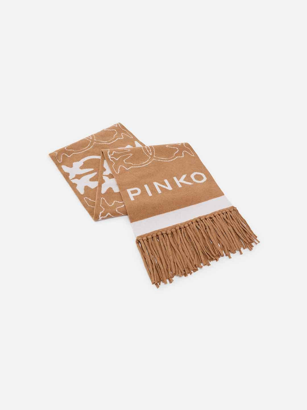Pinko sciarpa beige con logo