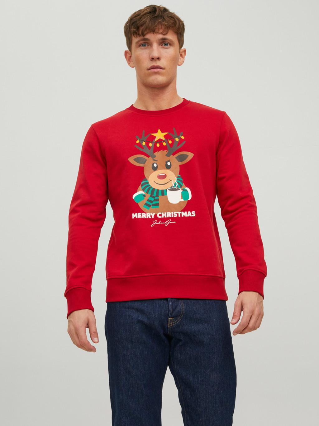 Jack&Jones felpa girocollo natalizia rossa