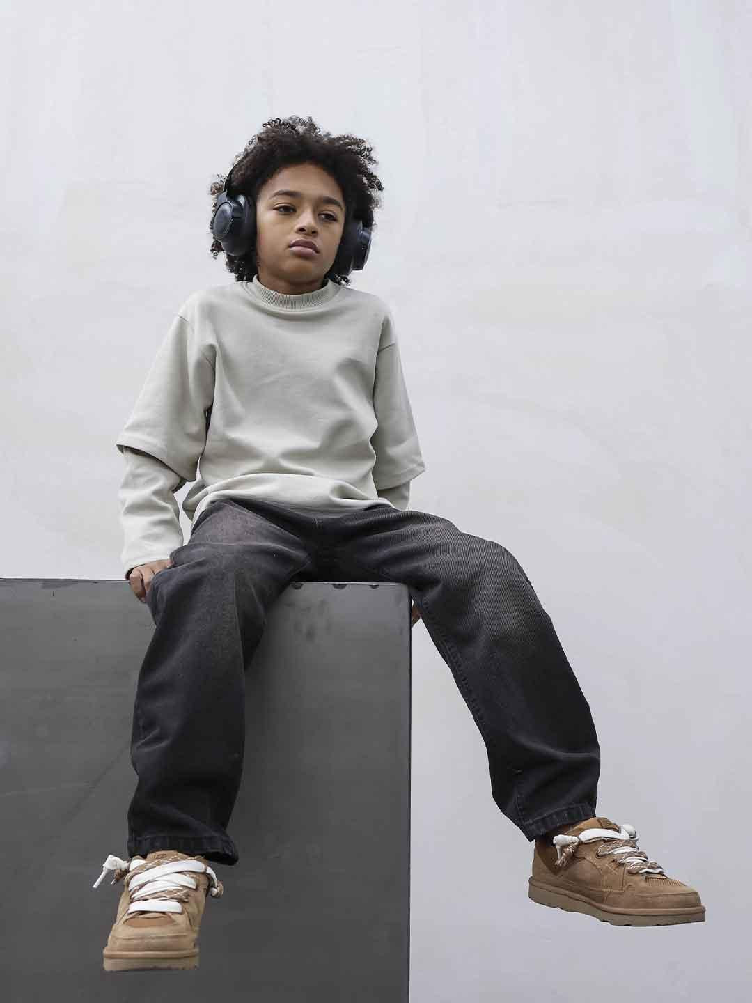 Present Day t-shirt kids beige manica lunga