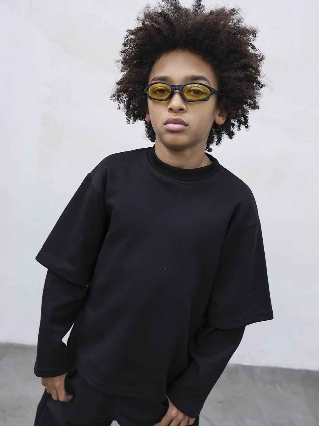 Present Day t-shirt kids nero manica lunga