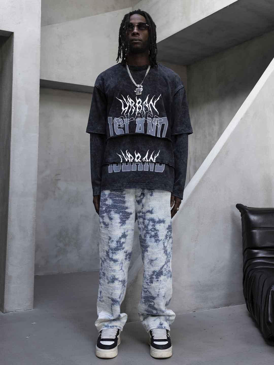 Black Island t-shirt grigio doppia manica